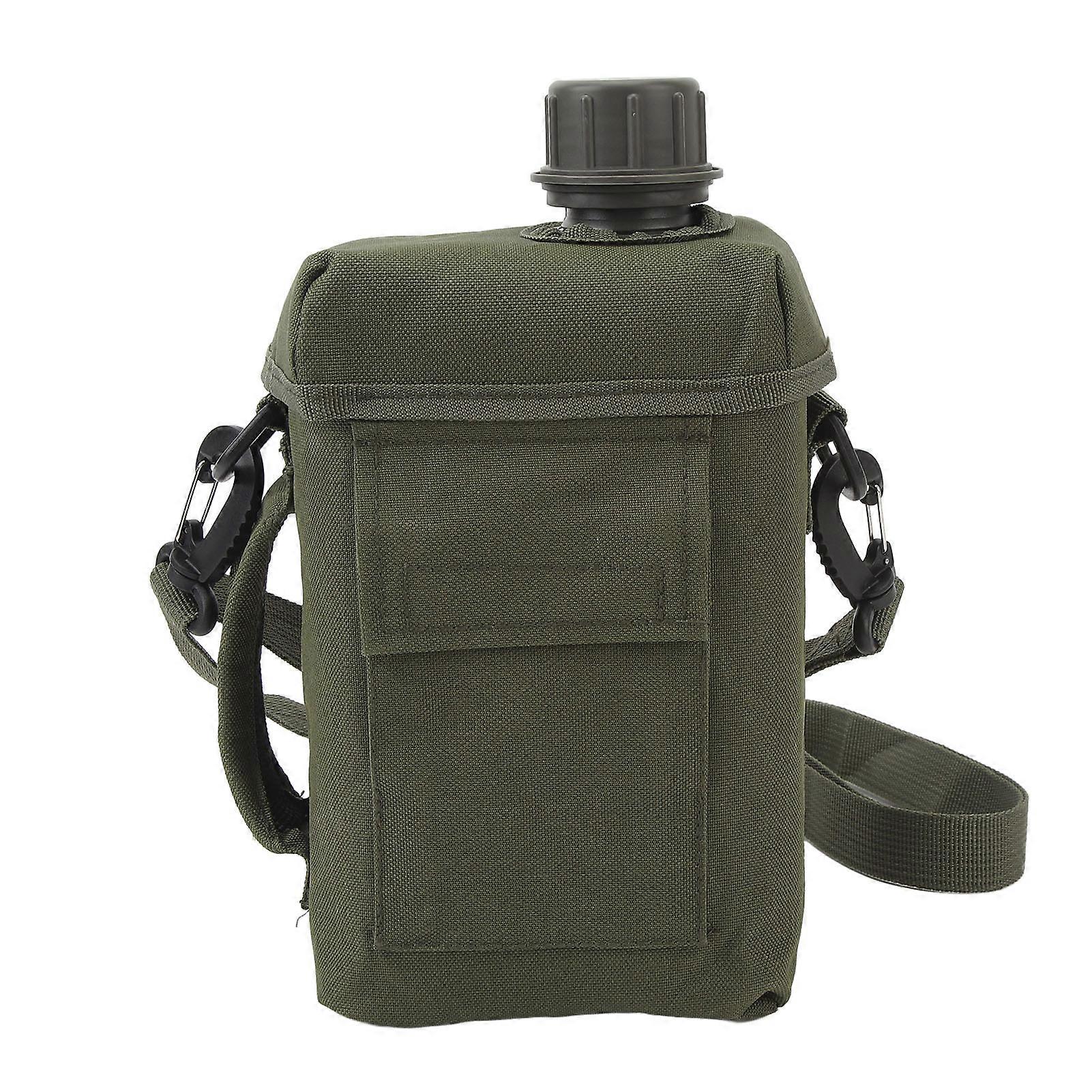 2L Insulated Water Bottle, Portable PE Water Flask Jug with Oxford Cloth Large Capacity for Riding Hiking (OD Green)
