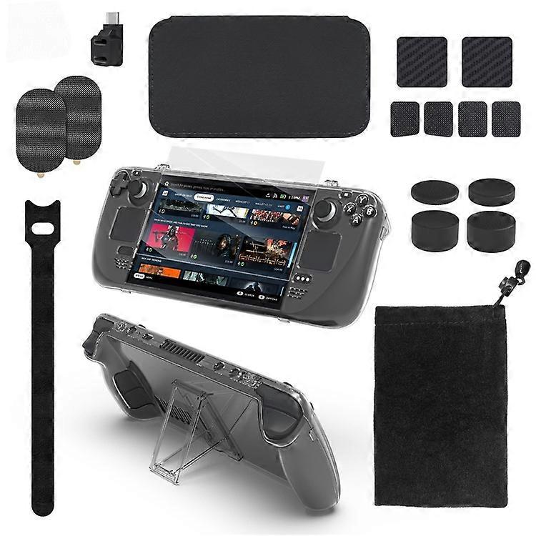 JYS JYS-SD021 19-in-1 Accessories Kit with Clear Case, Tempered Glass Screen Protector for Valve Steam Deck Game Console Protectiv