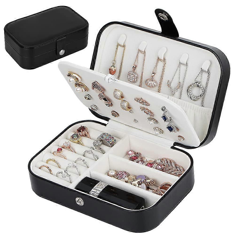 Jewelry Box for Travel and Storage - Compact Portable Organizer in PU Leather with Multiple Compartments and Zipper Closure