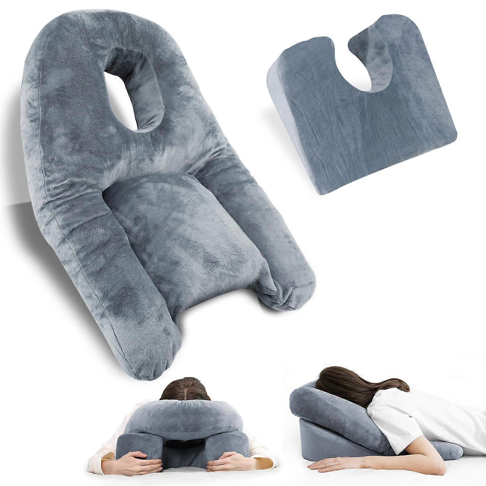 Face Pillow for Sleeping - Face Down Sleeping Pillow with Hole for Eye Surgery Recovery, Stomach Sleeper Massage Headrest