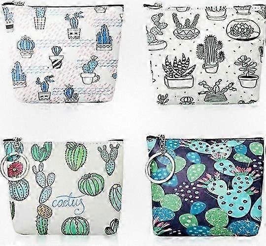 4-Piece Set of Vintage Owl Design Small Change Purses with Buckle Closure