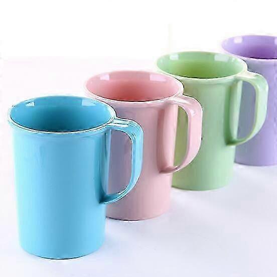 Set Of 4pcs Plastic Mugs With Handle, Unbreakable