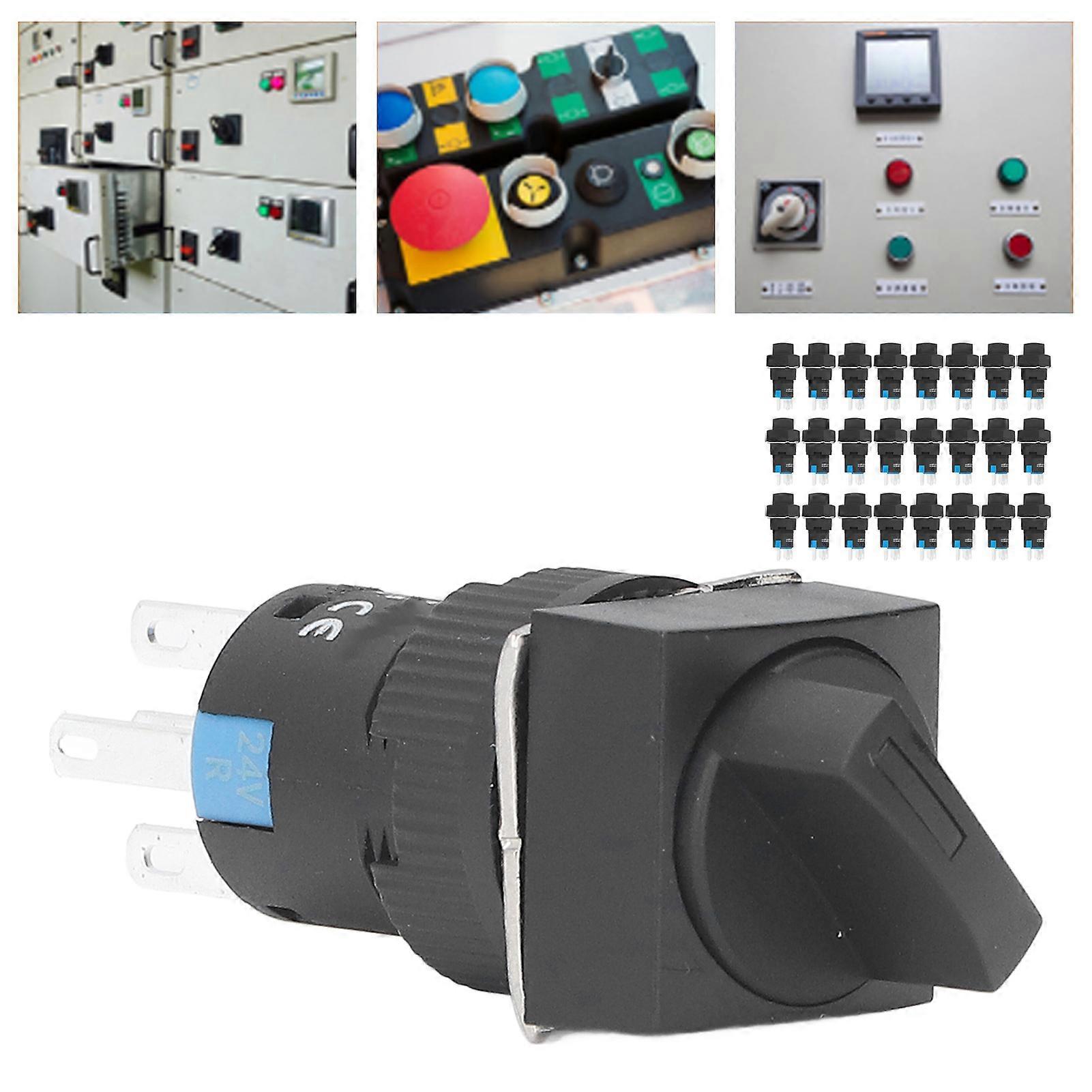 25PCS 16mm 5 Pin Self Locking Rotary Switch BEM-LA16-11XD/21-F Red