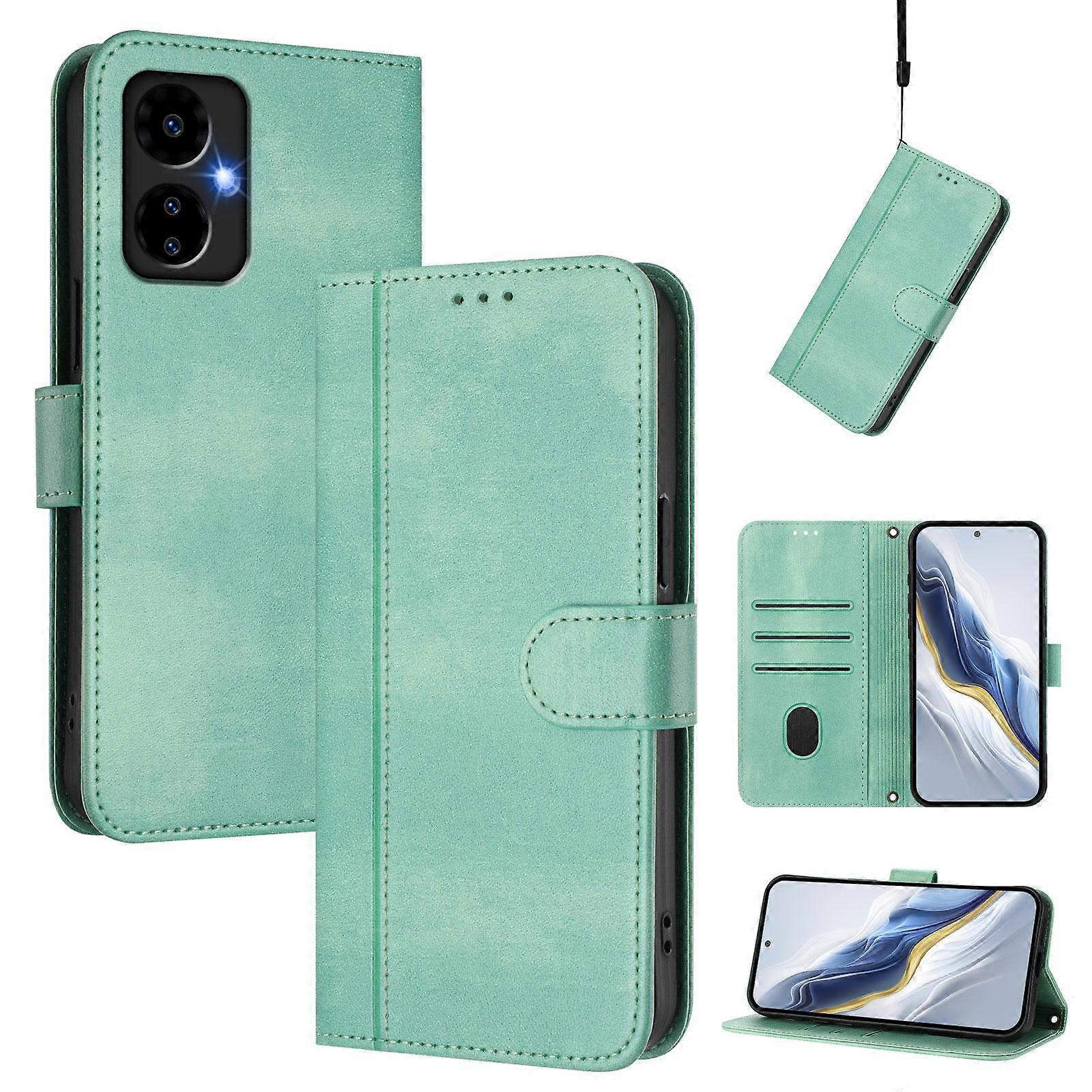Line Splicing Buckle Retro Leather Phone Case