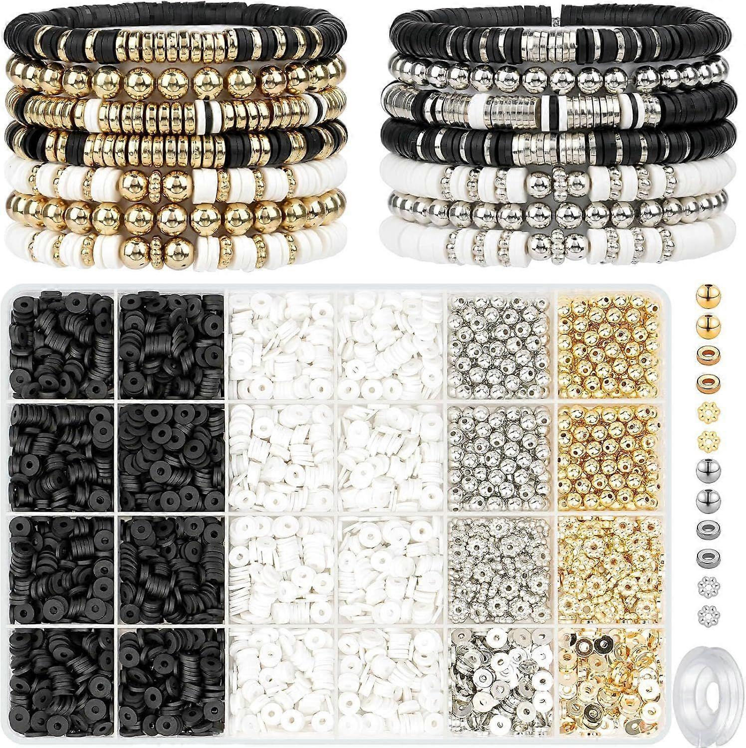 3000+Pcs Clay Beads Bracelet Making Kit with String - Polymer Heishi Beads for DIY Charm Bracelet Kit DIY Arts and Crafts Birthday Gift