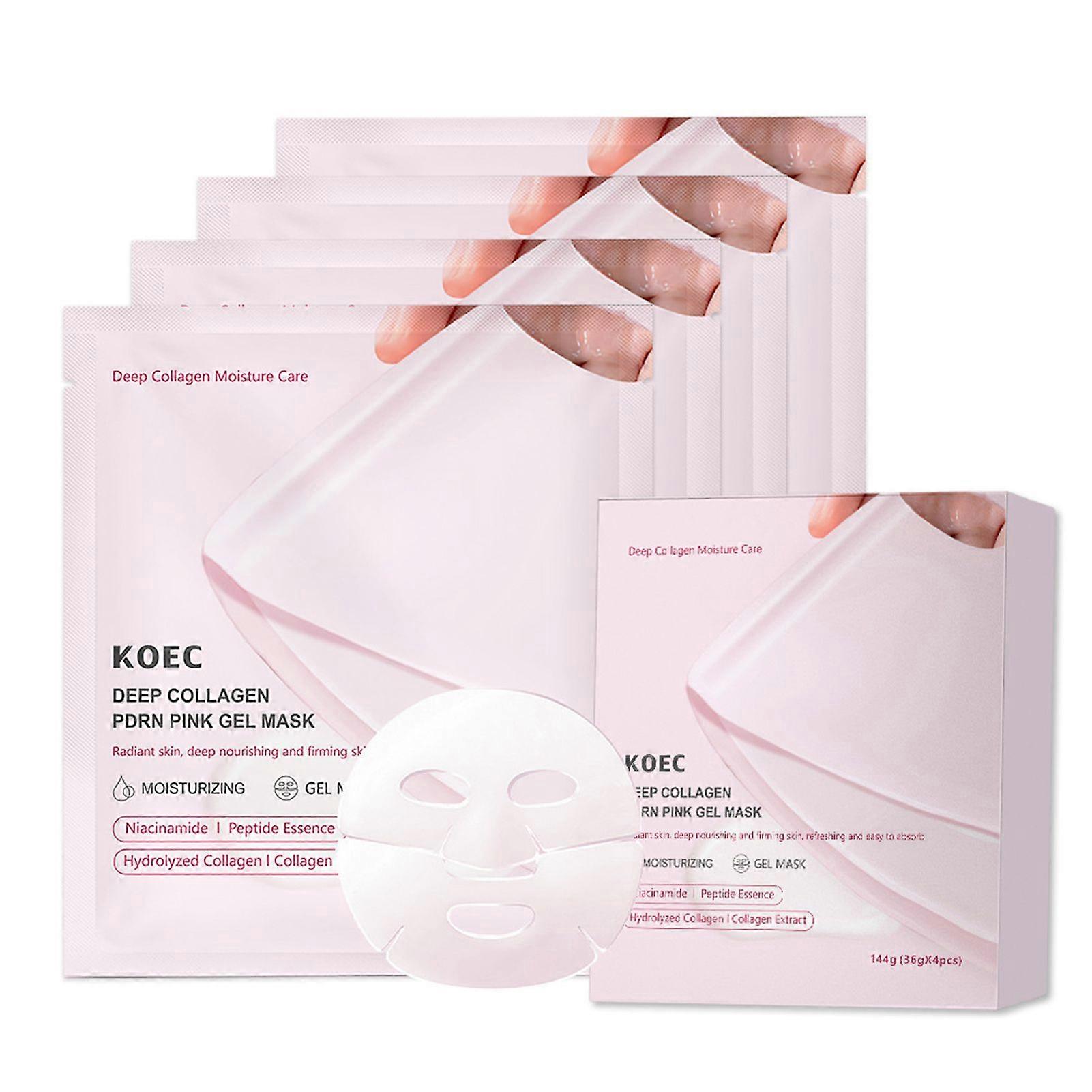 4 Sheets PDRN Pink Collagen Gel Mask Sheet Hydrolyzed Collagen Overnight Sheet Mask Enhance Elasticity Hydration Mask
