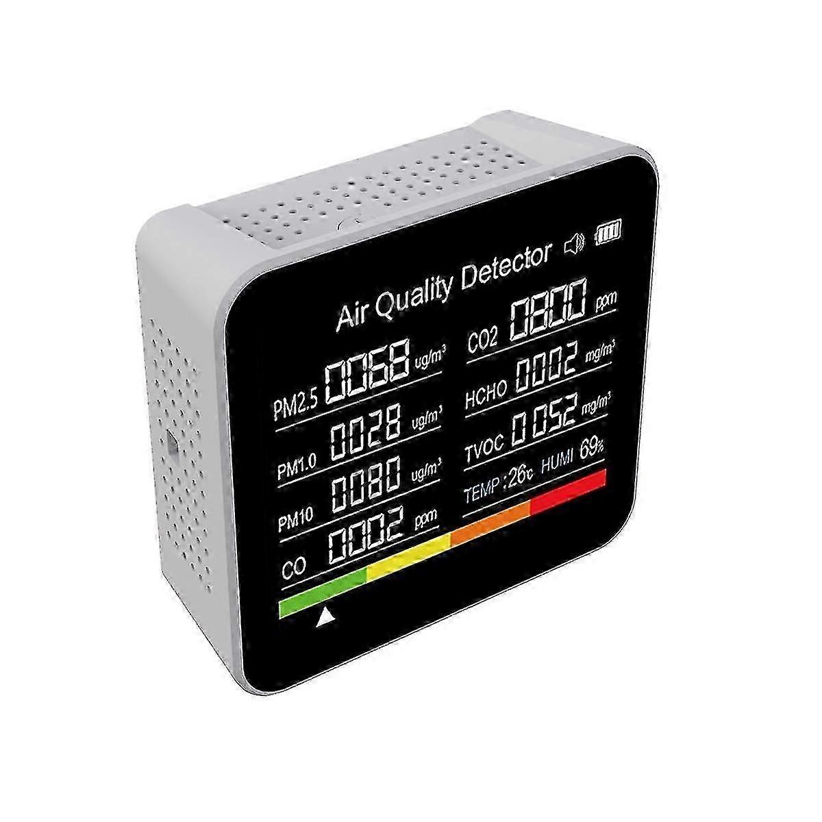 9 In1 Luftqualitätsmonitor Messgerät Kohlendioxid Detektor TVOC HCHO PM2.5 PM1.0 PM10 Temperatur Humi