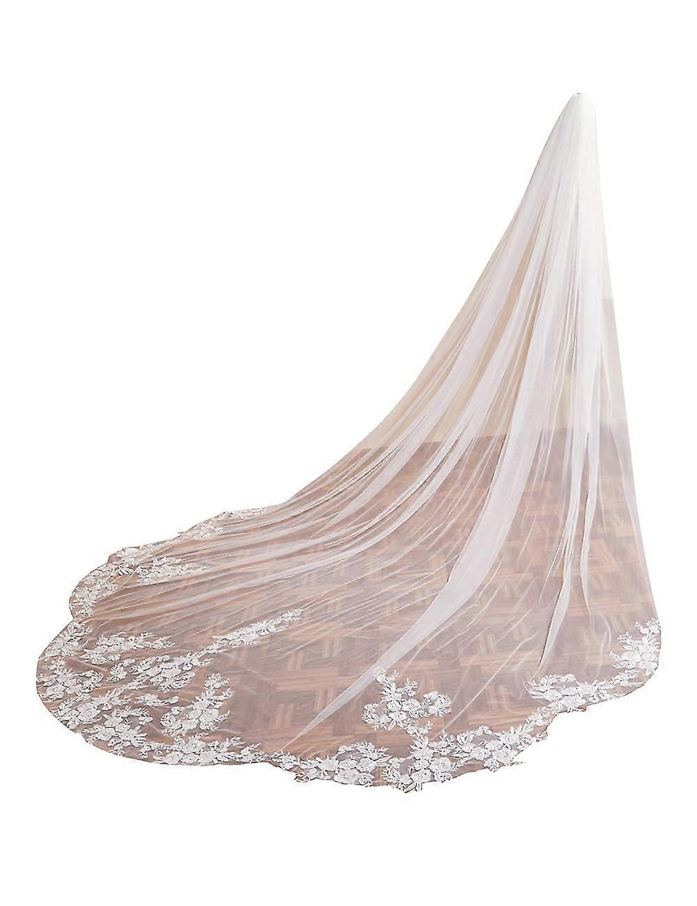 Cathedral Length 1 Layer Lace Wedding Bride Gelin Holder F13