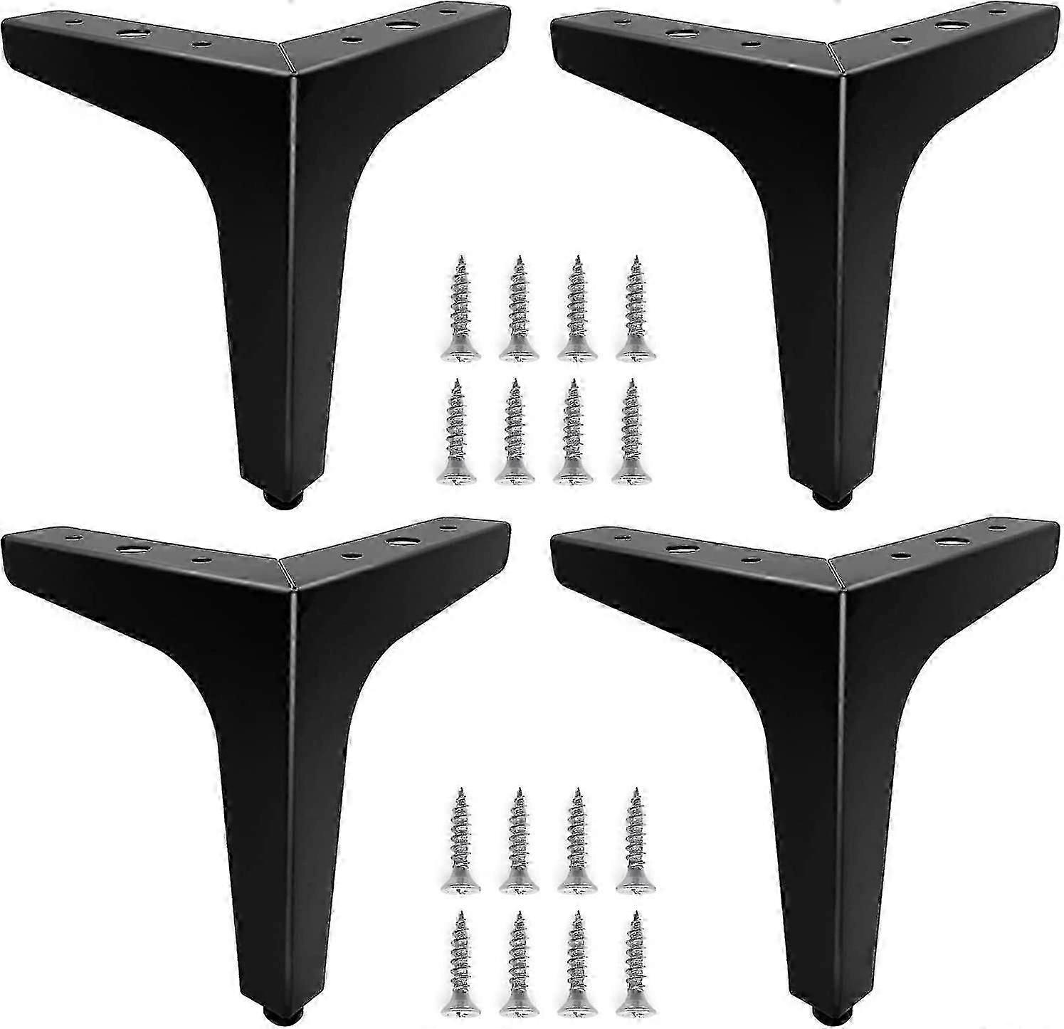 4つの15cmブラックメタル家具脚、耐久性のあるソファ、コーヒー、ライザーのセット立ち上がるか、ベッドサイドテーブルを交換してください