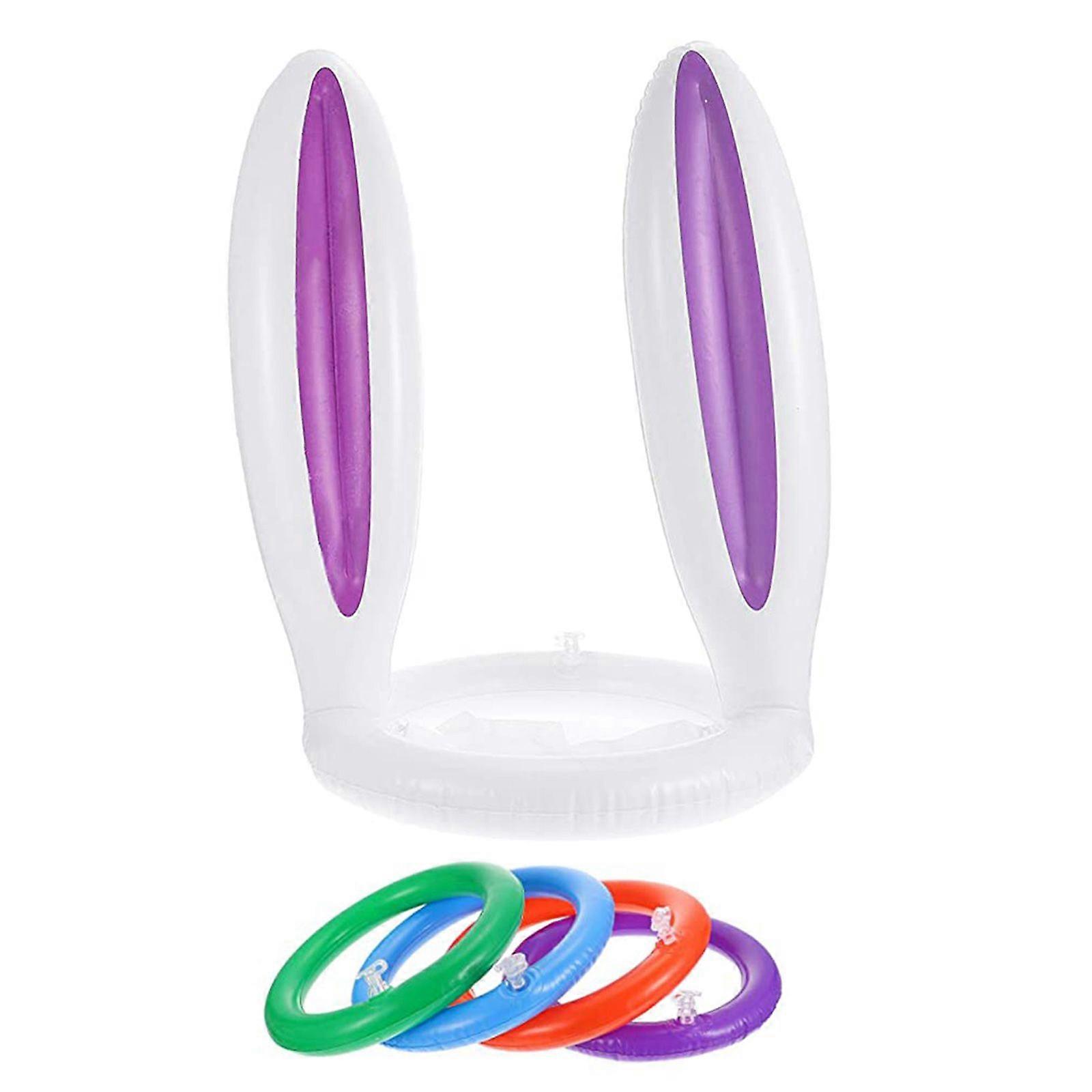 Easter Inflatable Bunny Rabbit Ear Ring Toss Game Ornament 1 Set PVC Material