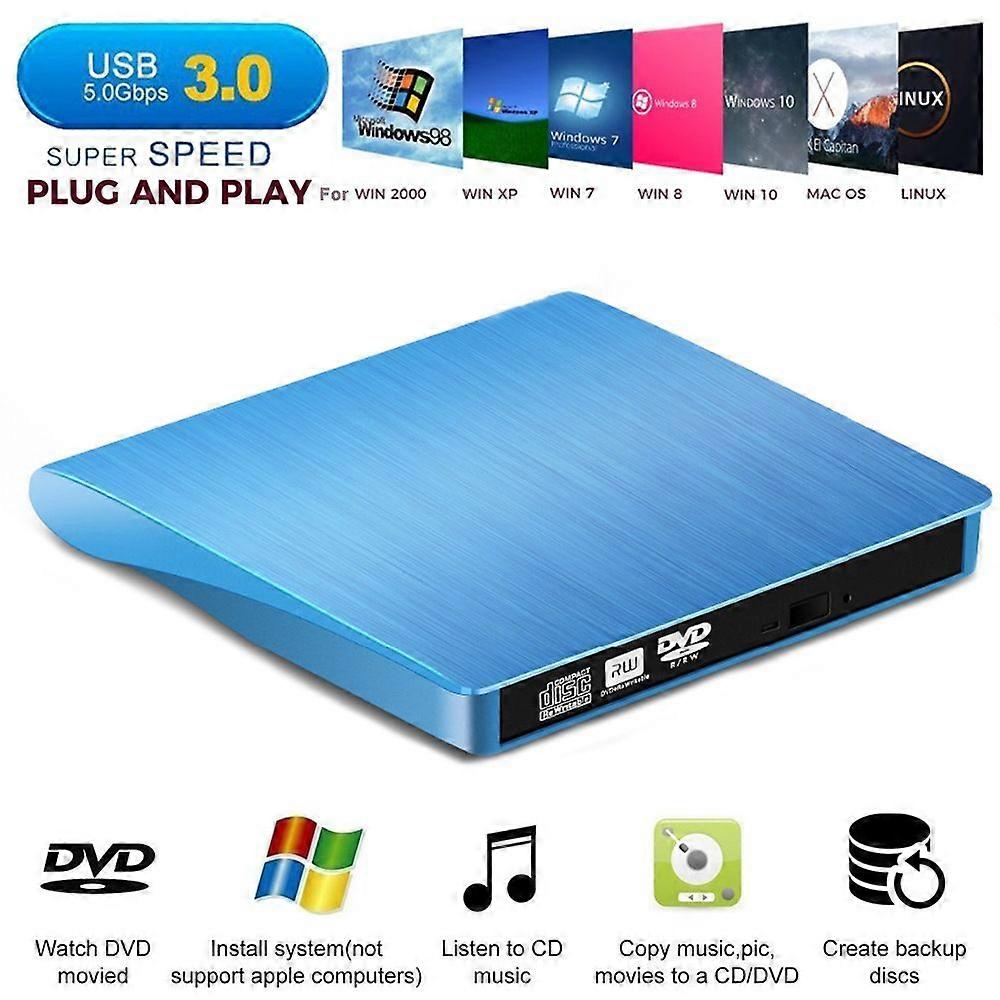 Blue USB 3.0 External CD/DVD Drive