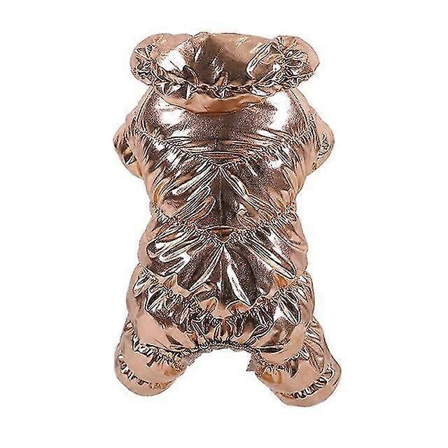 犬の服は冬の暖かいフリースの子犬のペットコートジャケットを厚くする小型犬のための防水犬ジャンプスーツチワワ服オーバーオールゴールド