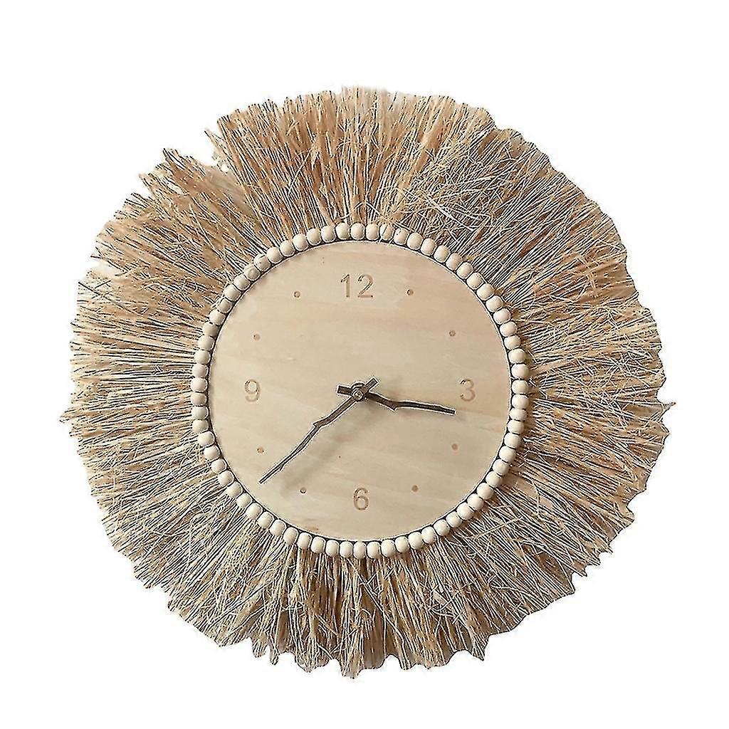 Handmade Wall Art Diy Large Wall Clock Needles Straw Nordic Style Wall Clock