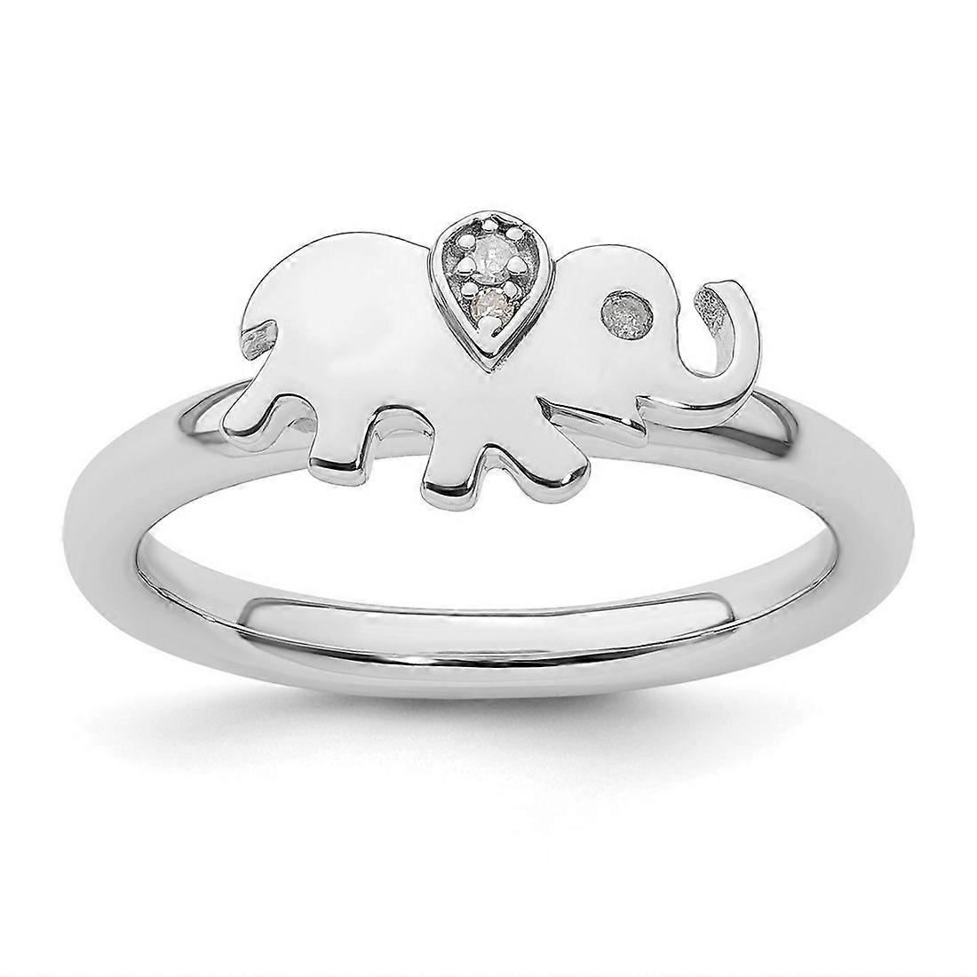 925 Sterling Silver Stackable Elephant Diamond Ring Stackable Ring for Women - Ring Size: 5 to 10
