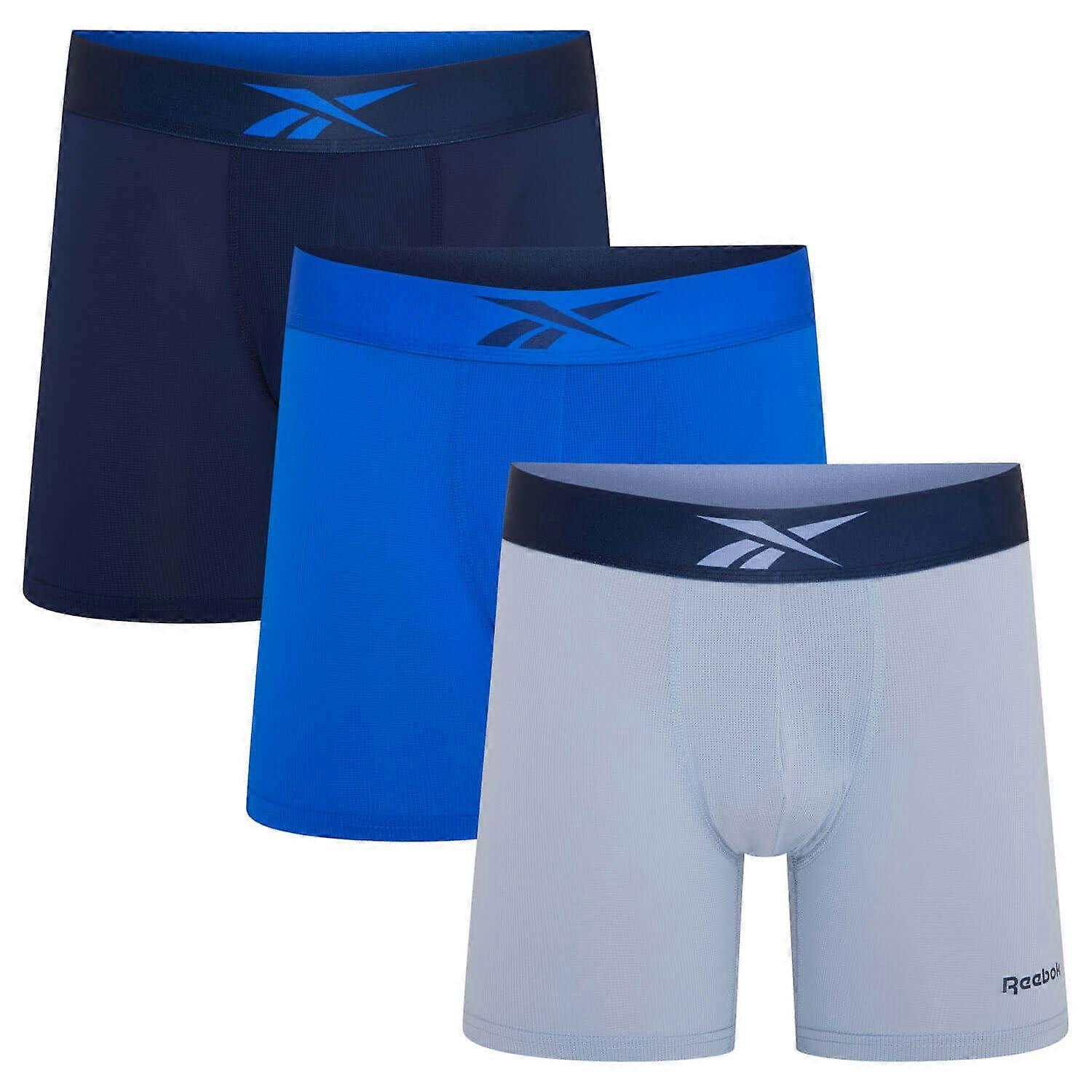 Reebok Rey Mens Performance 3 Pack Medium Sports Trunks - Blues/vector Navy