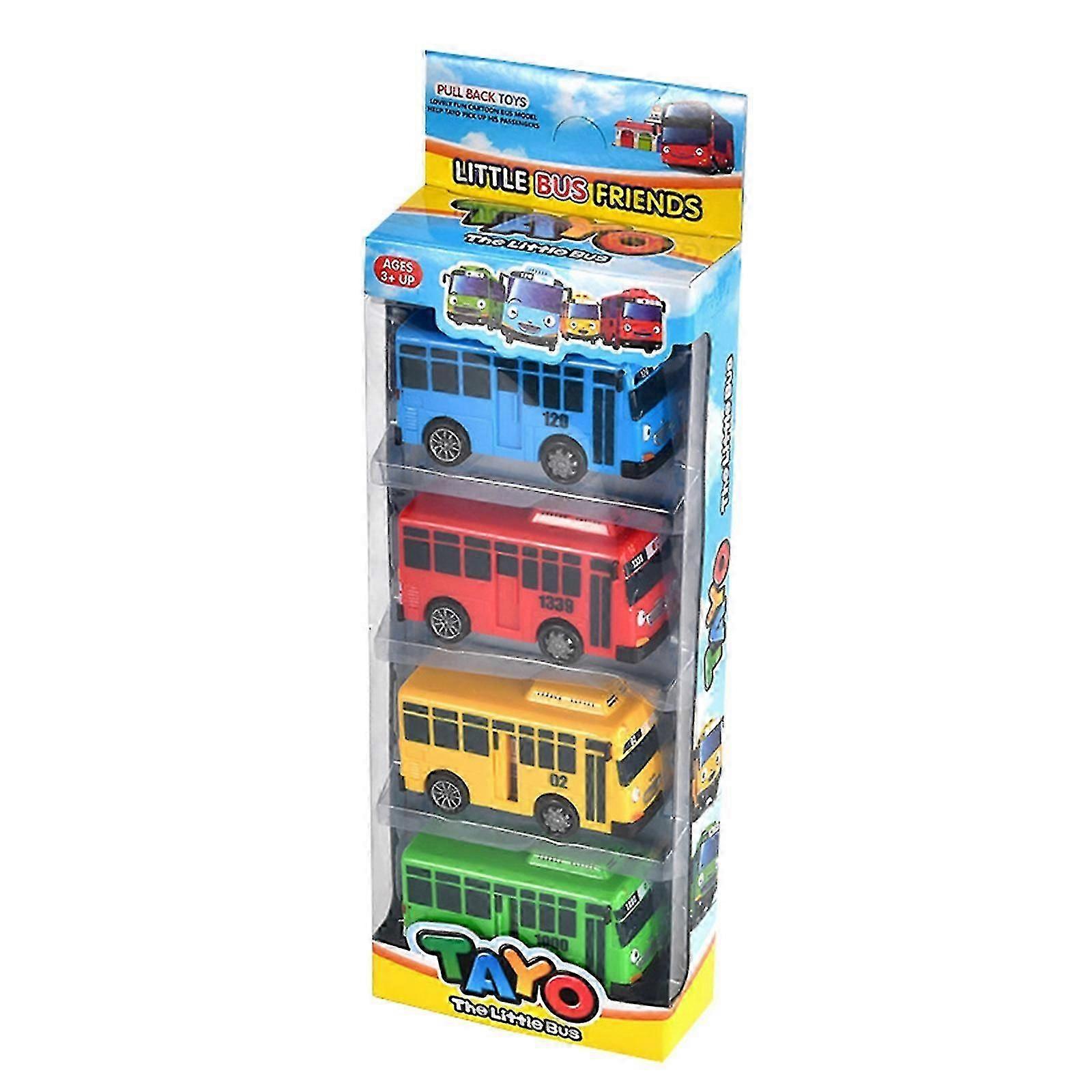 4 / 5PCS تايو الصغيرة / الكبيرة حافلة الكرتون سحب سيارة لعبة مجموعة الاطفال هدية تعليمية