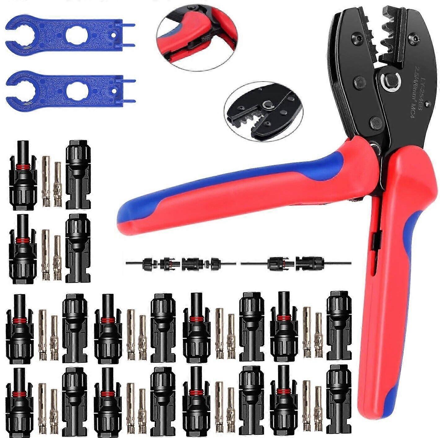 MC4 2.5-6mm solar connector crimping pliers plug socket coupling with cable connection