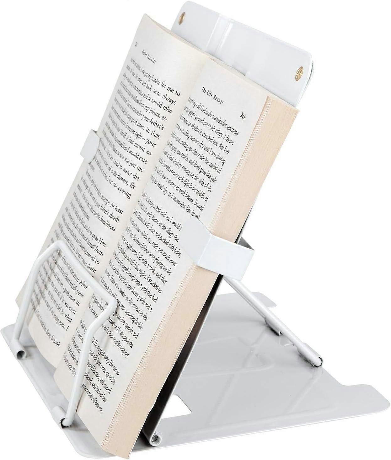 Metal Bookshelf Foldable Adjustable Reading Stand 6 Position Bookshelf Suitable for Recipe Magazines, Tablets and iPads Reading White