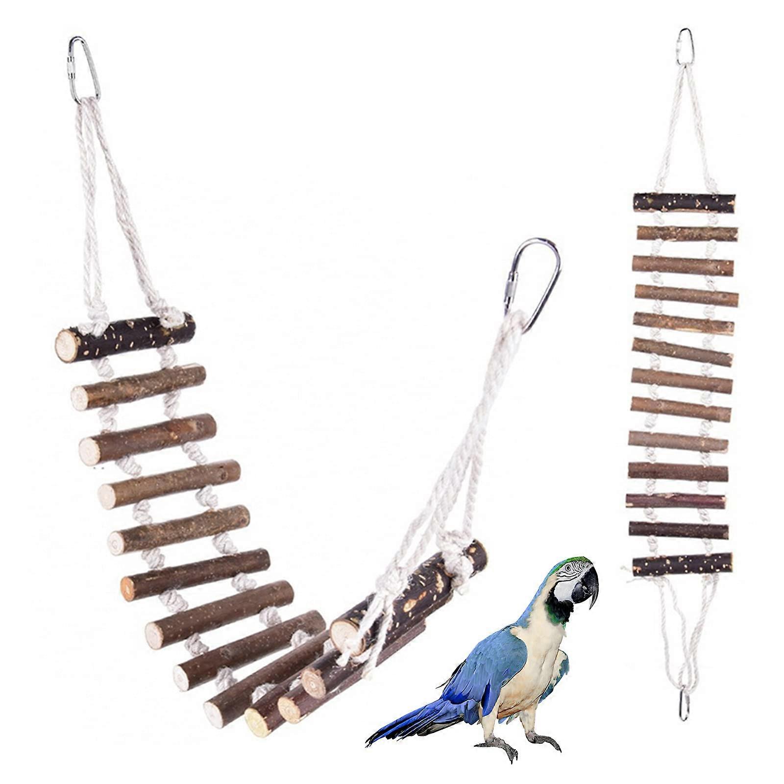 Parrot Suspension Bridge,Parrot Original Wooden Skin Ladder,Rotating Ladder, Gnawing Toy for Climbing Ladder