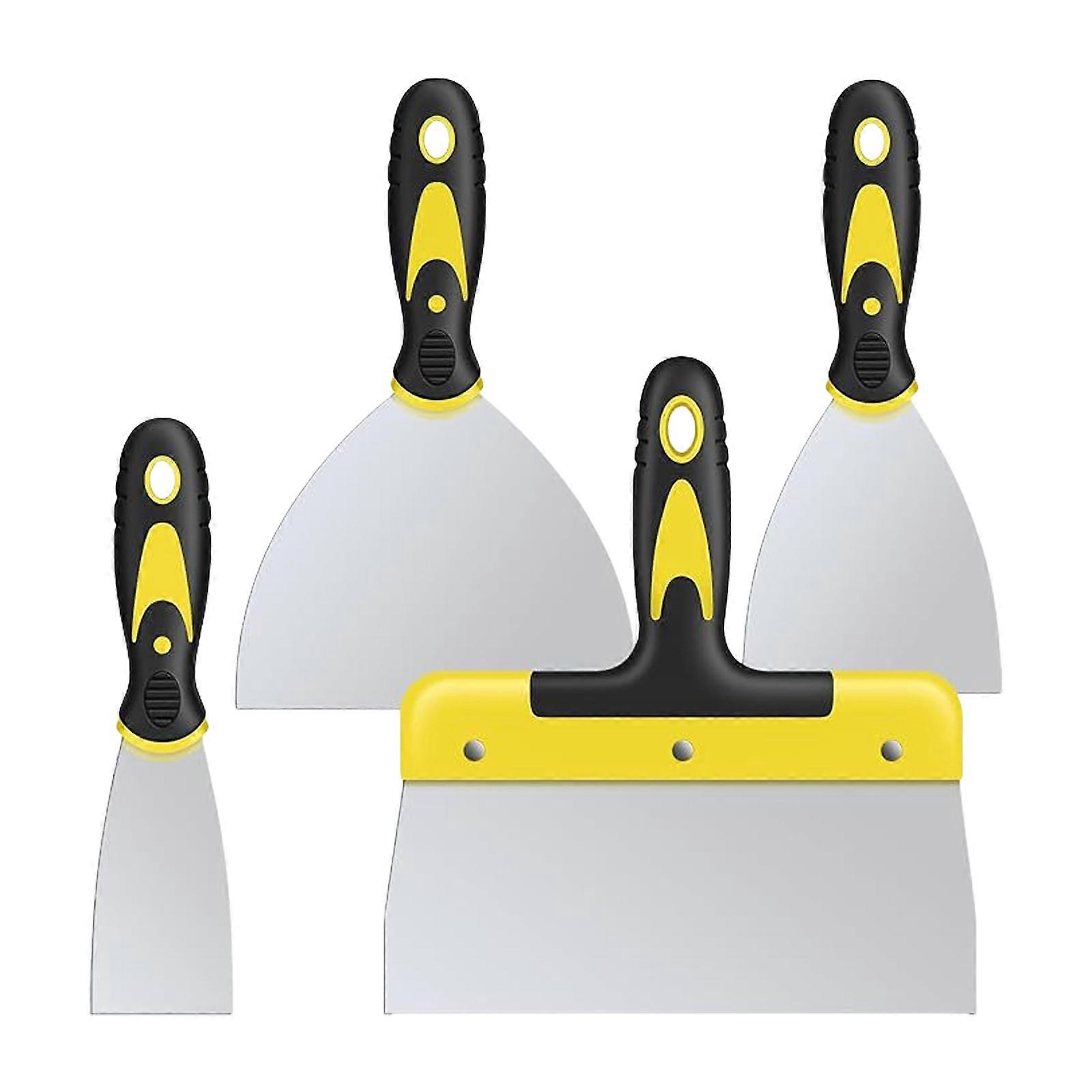 4Pcs Putty Scraper Set Stainless Steel Drywall Plastering Scraper Tool for Drywall Spackle, Taping, Scraping Paint