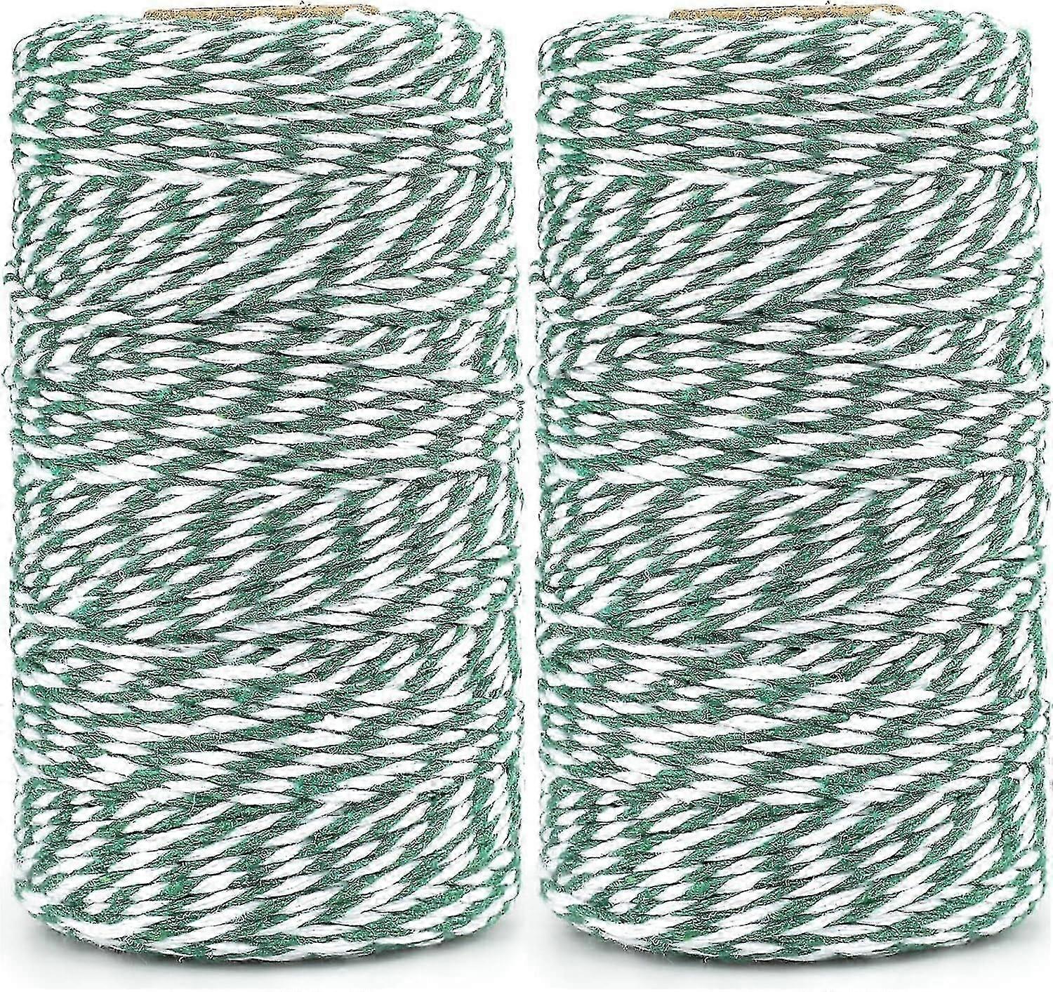 Green And White String Twine - 2mm Craft Cotton Thread