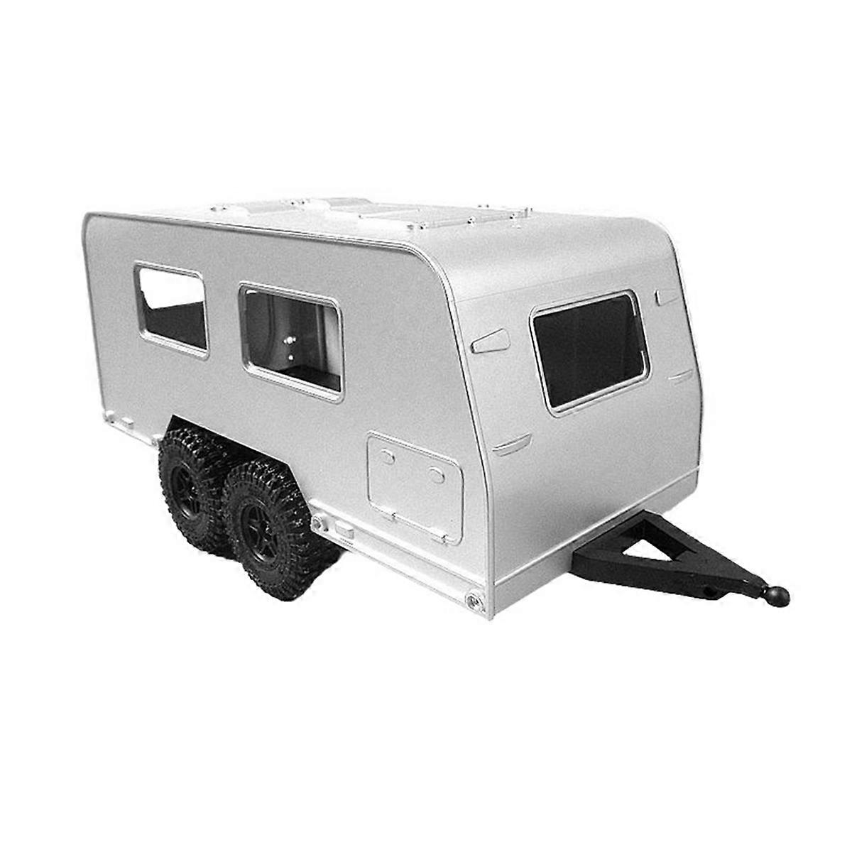 Simulation RV Trailer Recreational Vehicle Model for 1/16 1/18 RC Crawler TRX4M Upgrade Part Silver
