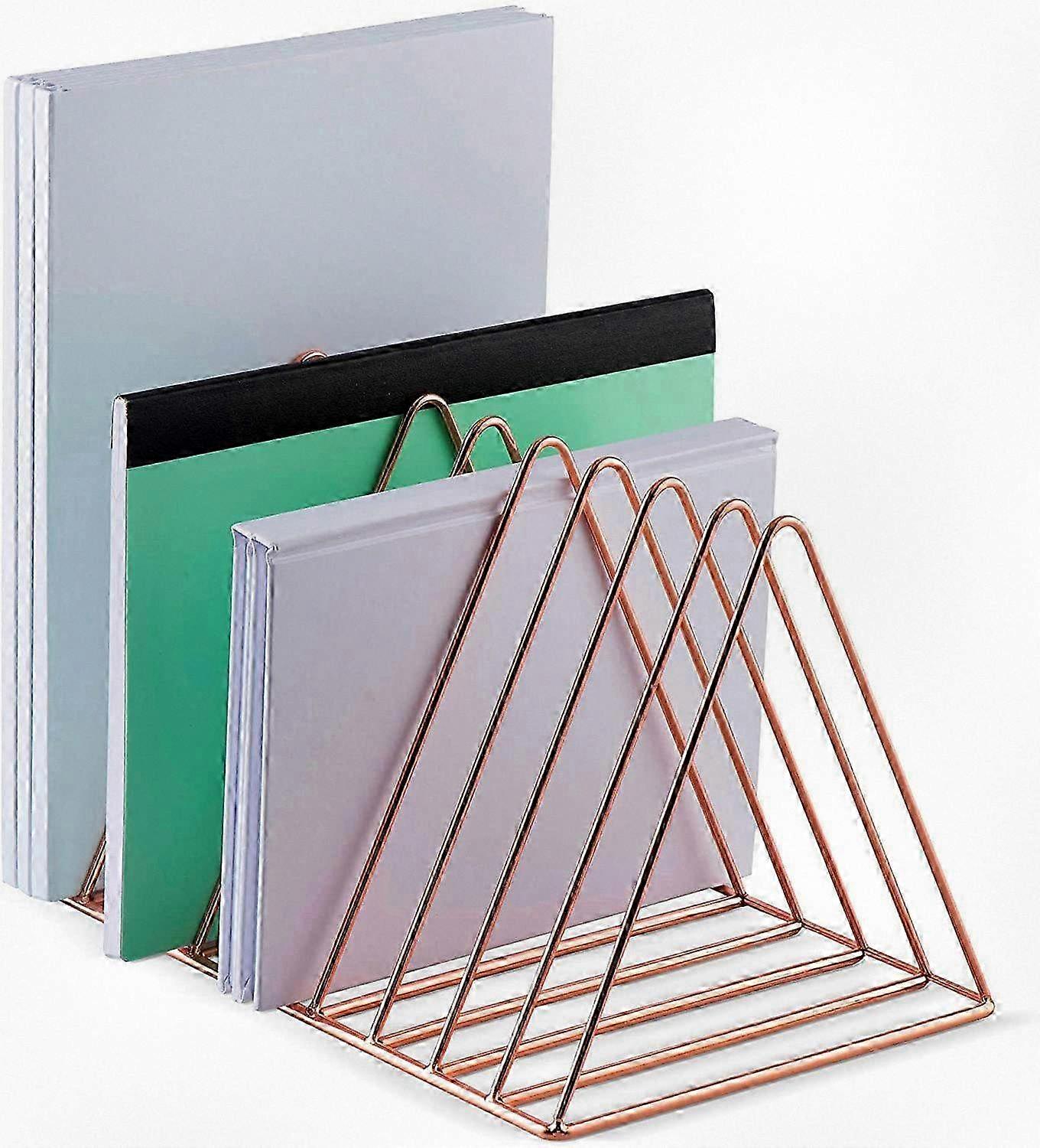 Triangle File Holder | Mail Sorter Desktop Folder Organizer | Rose Gold Desktop Organizer for Wire Collection Suitable for Various Uses