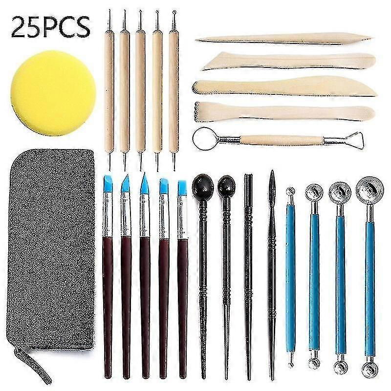 45pcs Polymer Clay Sculpting Tools Kit for Pottery, Ceramics & Modeling with Wooden Dotting Set