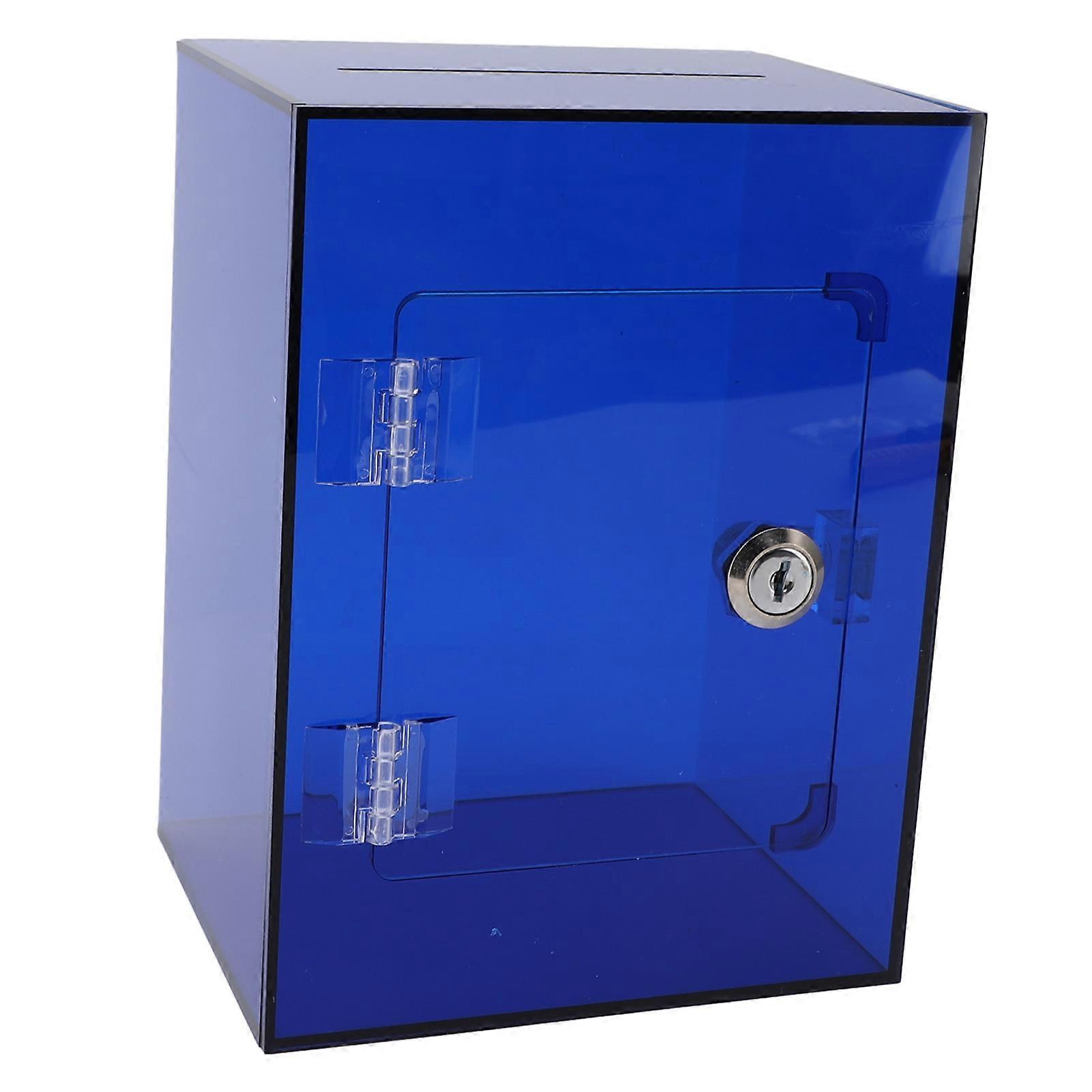 Clear Acrylic Piggy Bank for Adults Kids Openable Large Sturdy Money Saving Jar for Cash Coin with 2 Keys Blue 