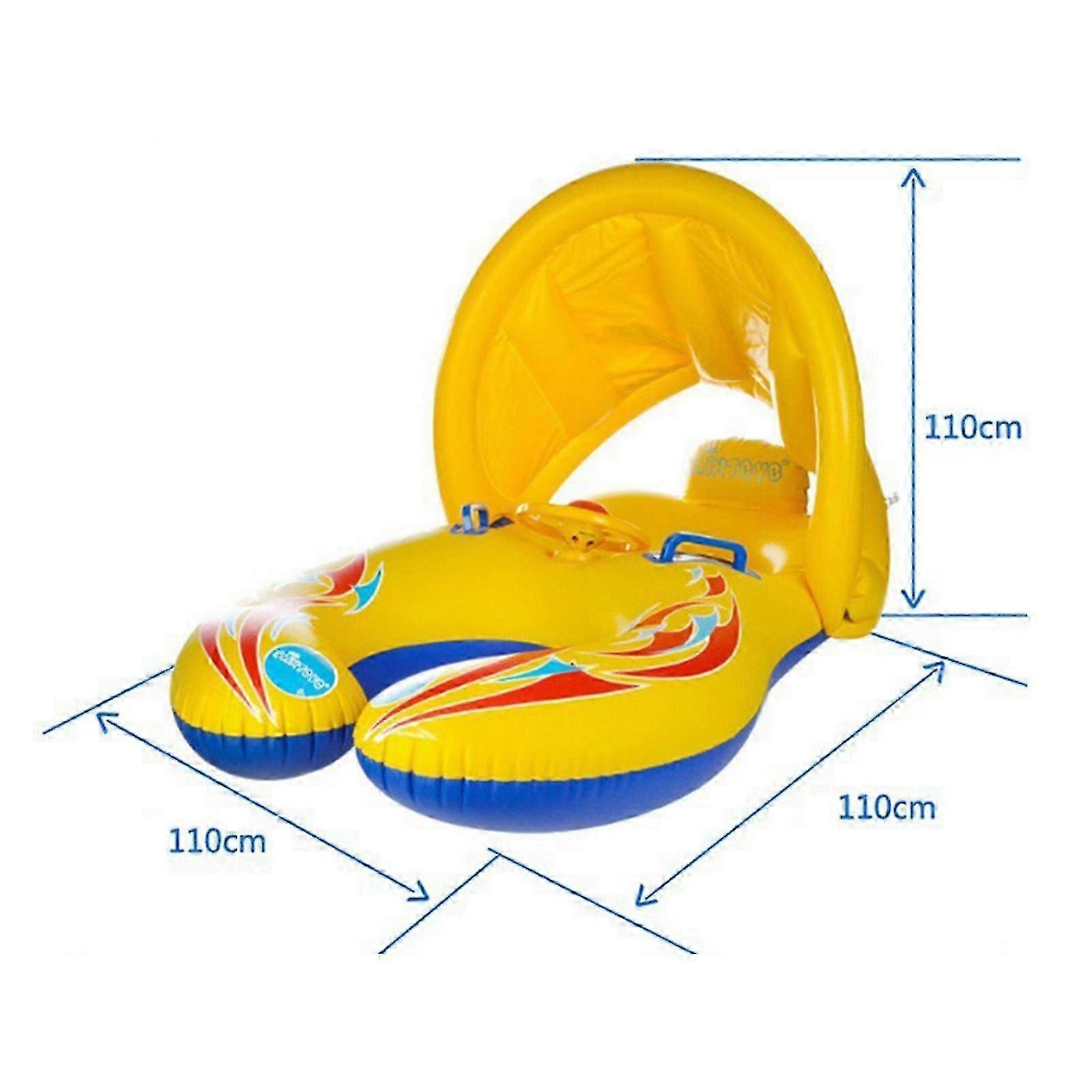 Baby Inflatable Waist Float with Canopy Swimming Ring for Summer Pool Fun