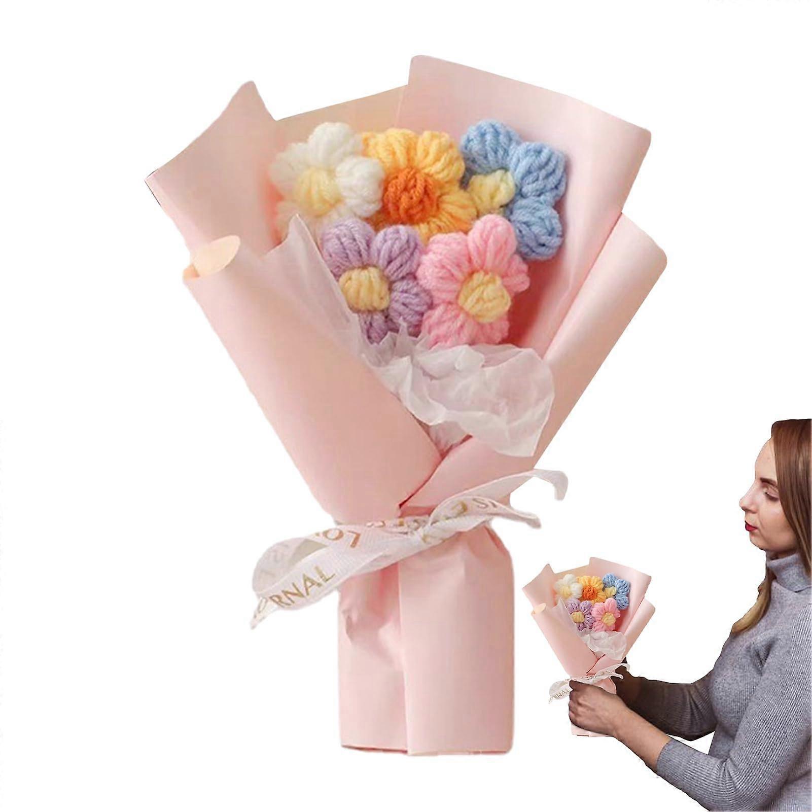 Handmade Crocheted Artificial Flower Bouquet with Exquisite Packaging