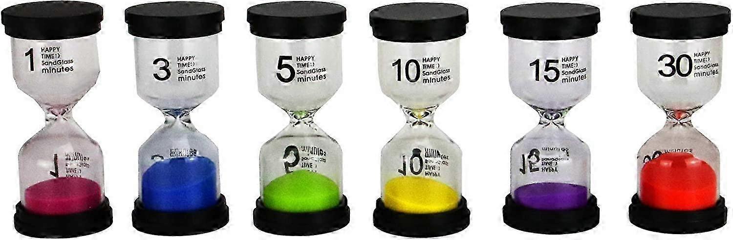 6pcs Color Coded Sand Timers Hourglass Teaching Aid Assorted Times