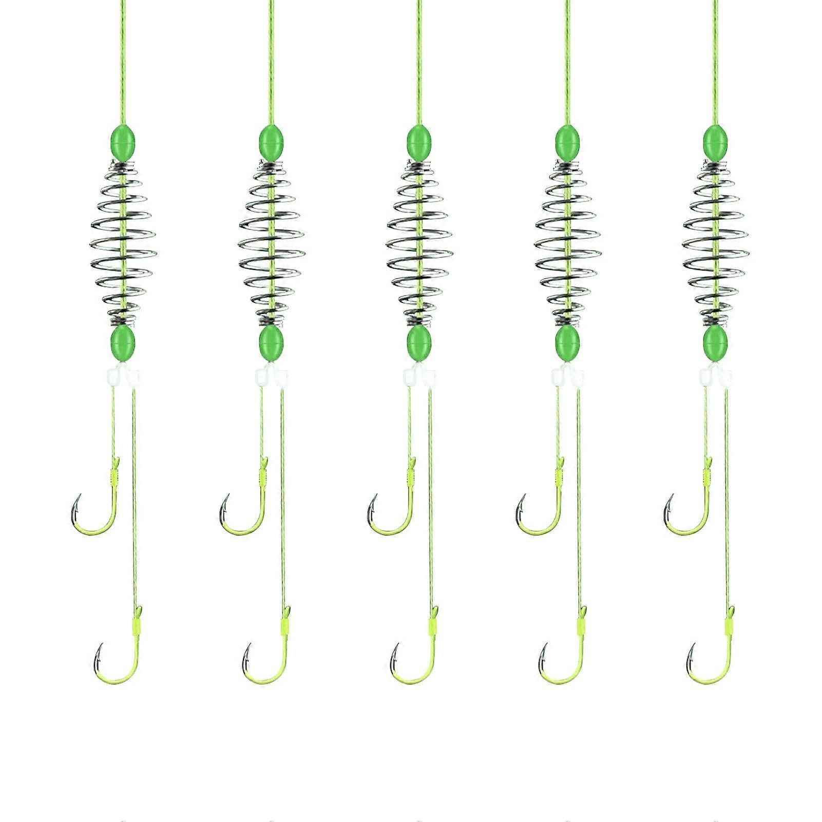 Spring Bait Cage Trap Drum Spring Feeder Carp Hook Offset Dropshot Boilie 5 Pcs 8