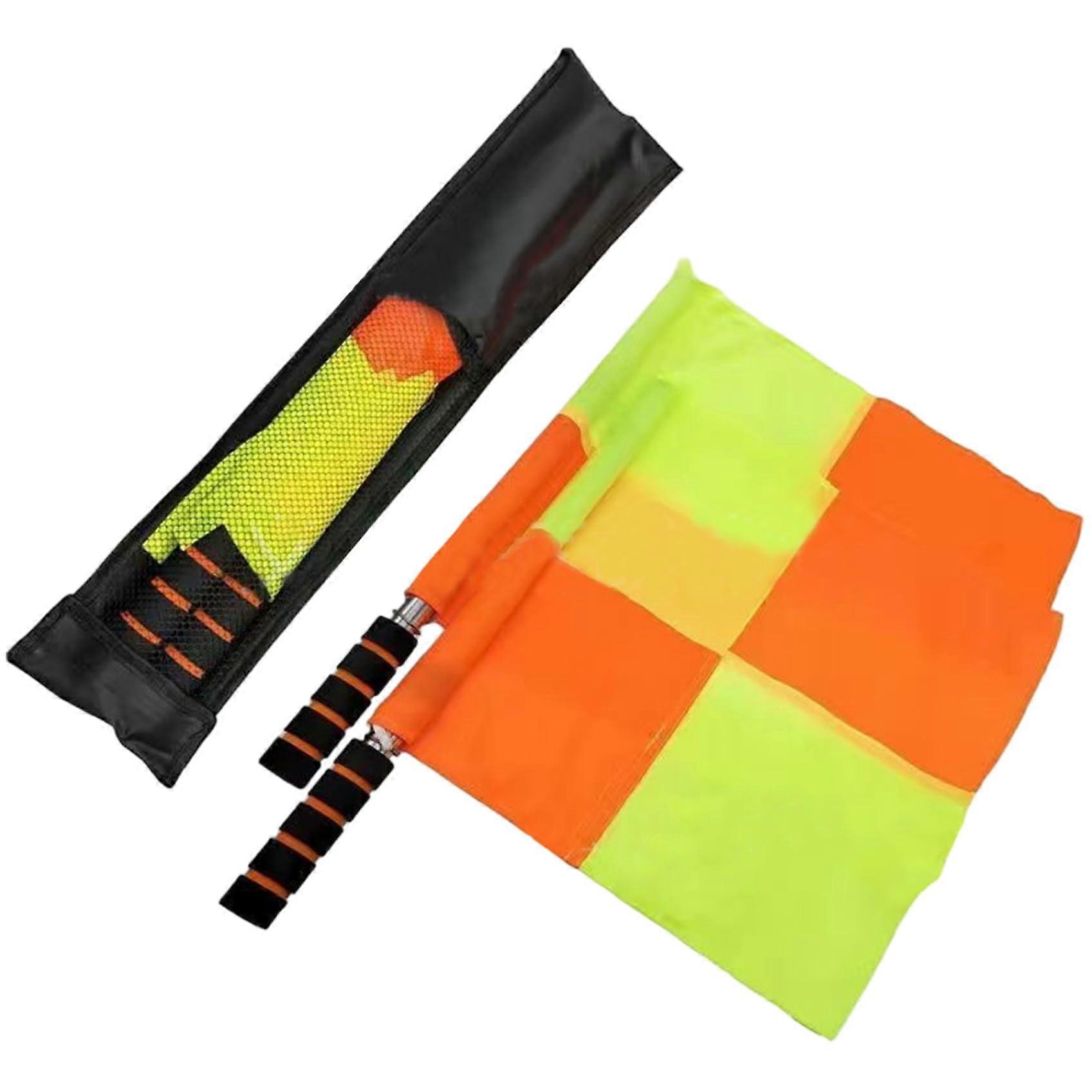 15x13 Inch Waterproof Soccer Referee Flags with 18 Inch Pole - Set of 2 Durable Flagging Tools for Officials