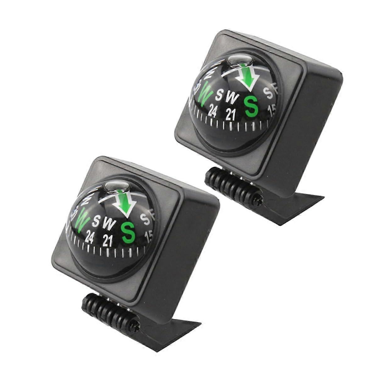 Car Guide Ball Prop Topper Compass Holder - 2-Pack Black Glass Navigation Explorer for Windscreen Orientation