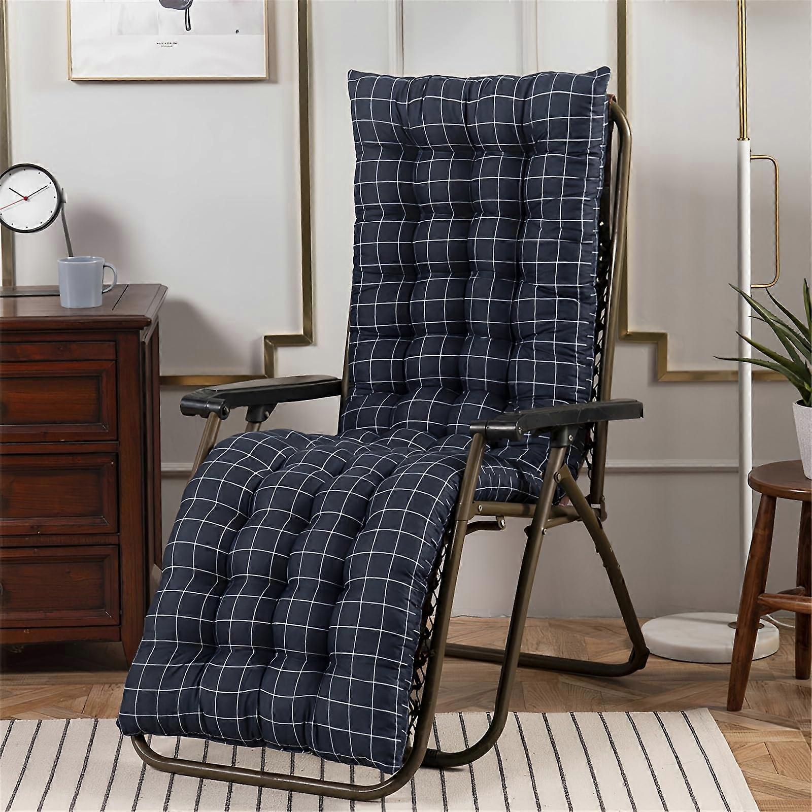 Lounger Cushion Non-Slip Portable Garden Lounger Cushion Checked Print Soft Comfortable Thick for Indoor Outdoor Use