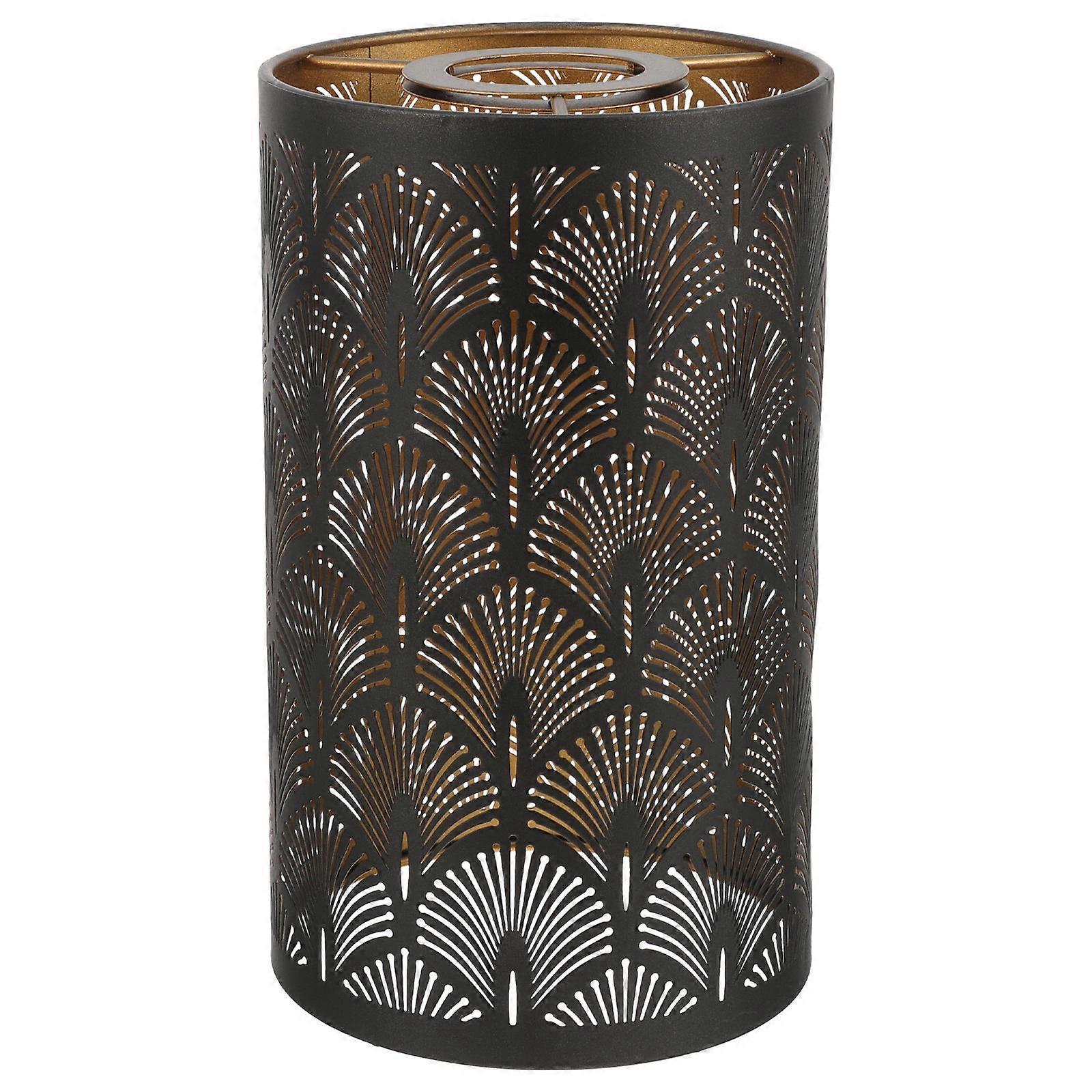 Drum Cylinder Lamp Shade Black Metal Lampshade Homeowners Use Square Shape Engraving 1Set