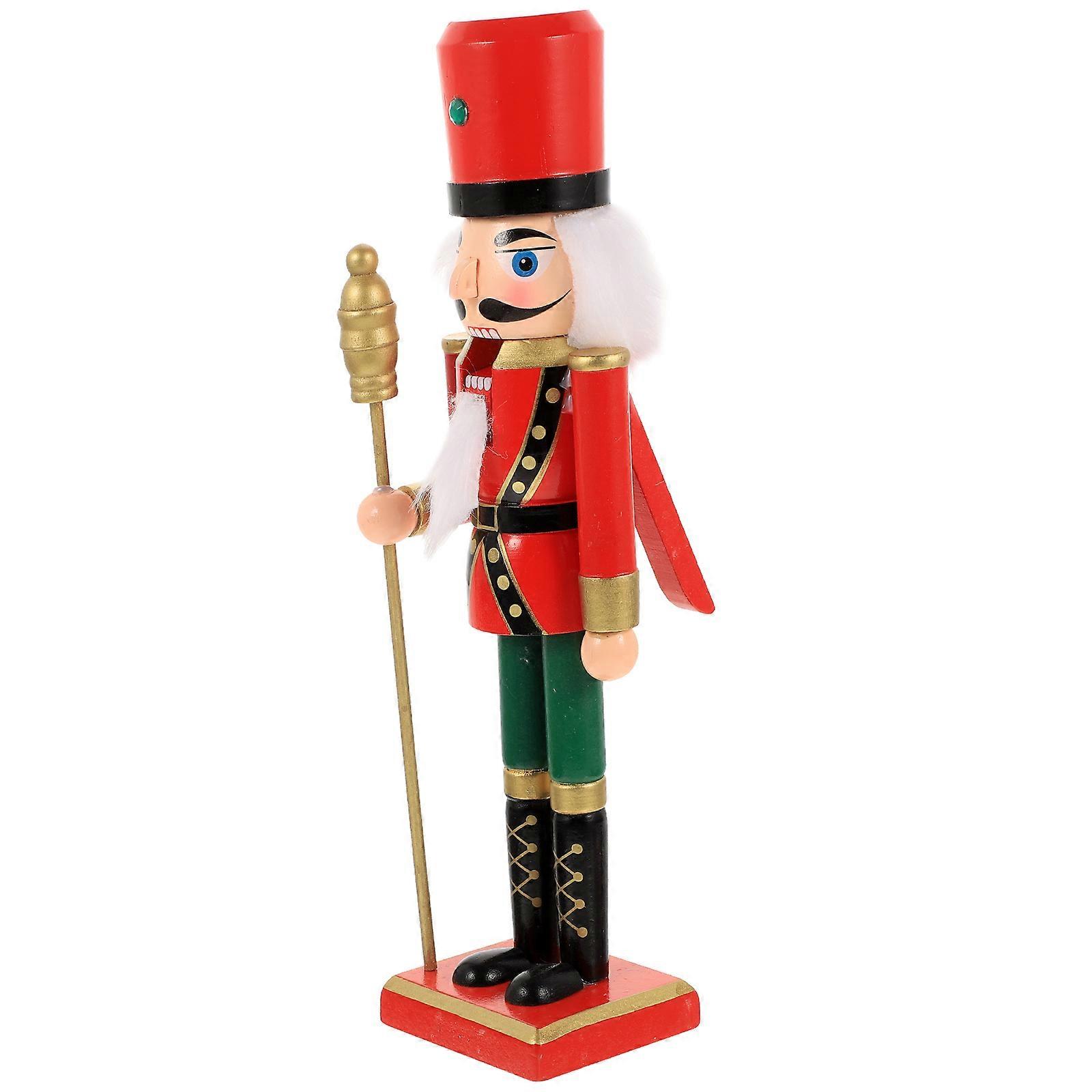 Wood Nutcracker Craft Wooden Soldier Shape Home Decoration Desktop Creative Wood Puppet 1Pcs