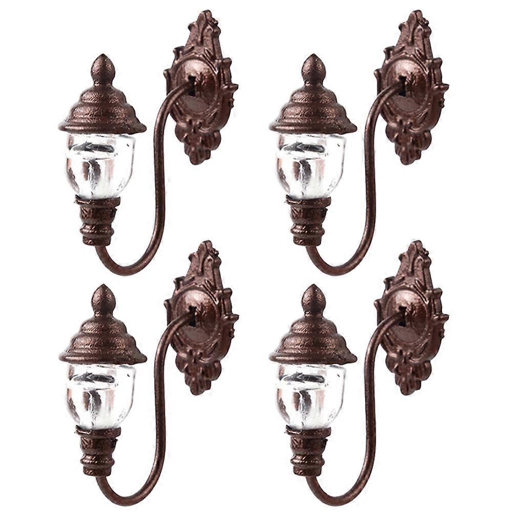 Illumination Mini Wall Lamp Model 2.2X1.0X2.7Cm For Dollhouse Miniatures And Sand Table Decor 4Pcs