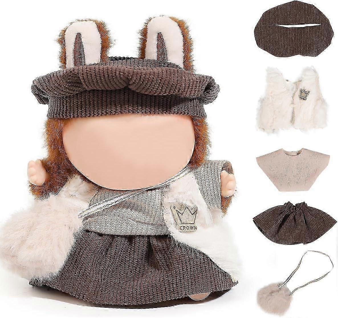 MVOHSMVO Îmbrăcăminte pentru Labubu (FĂRĂ păpușă), Salopete de pălărie Accesorii Set de costum pentru picioare / șezut LABUBU sau orice păpușă de 17 cm / 6,7 inci (13)-JC