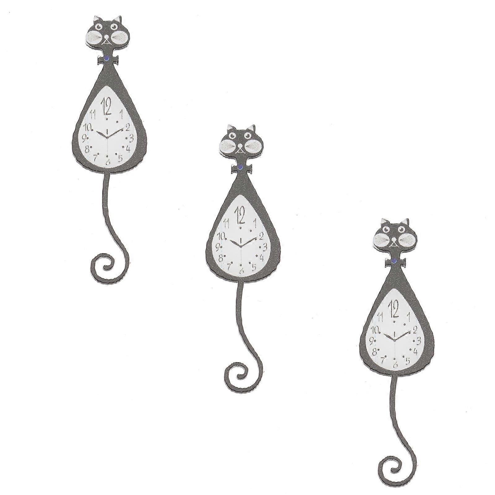 Decorative Clock Mini House Accessories Cat Shape Acrylic Small Desk Clock For Collectors 3Set