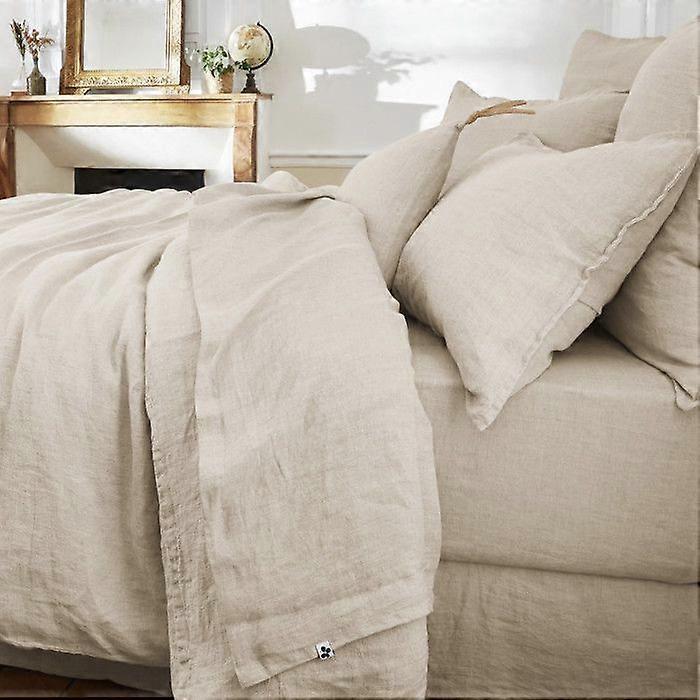 Leffet papillon Soline flat sheet all sizes Washed linen - Soline Sand - 270 x 300 cm for King size