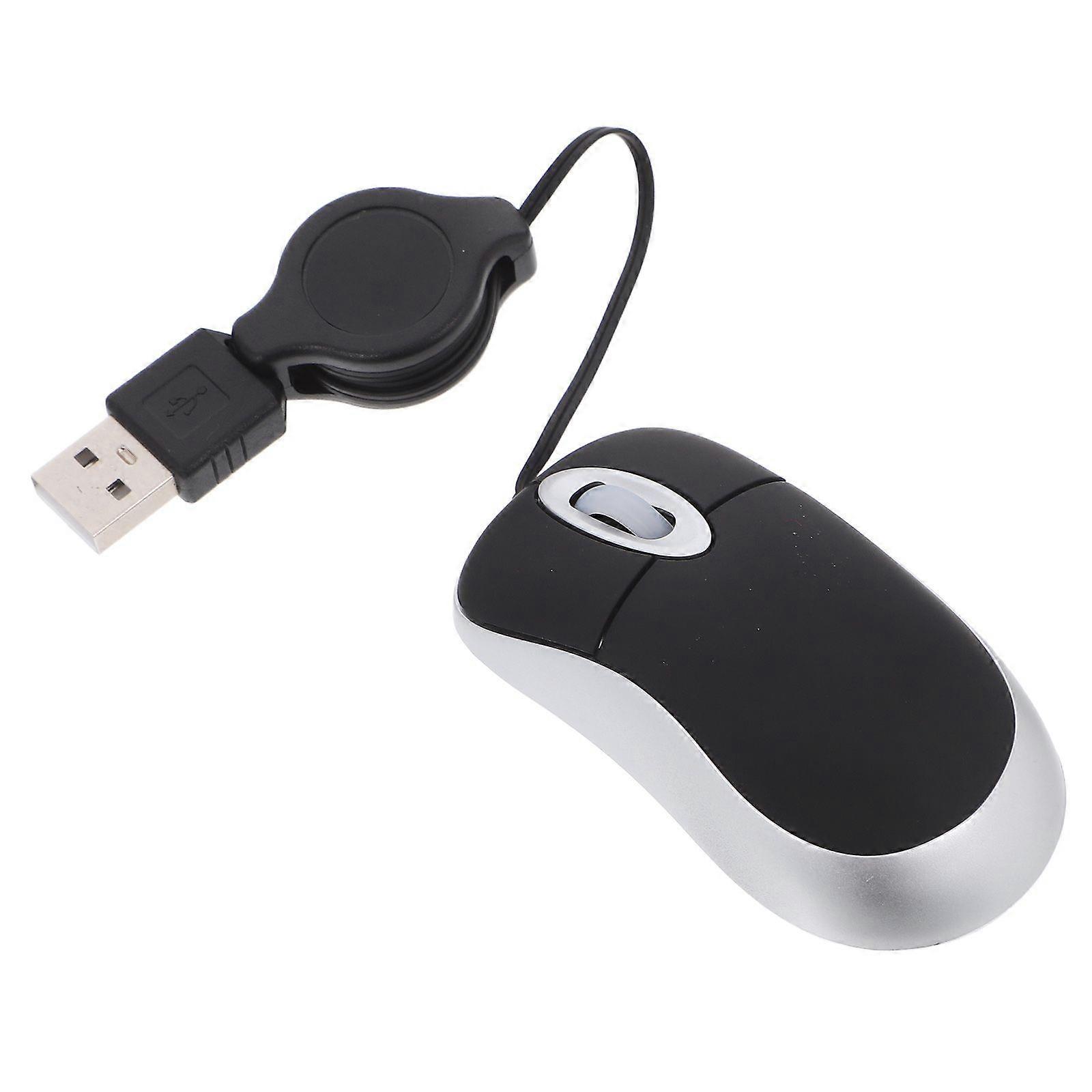 Creative USB Wired Mouse Mini Telescopic Mouse Computer Notebook Mouse Portable Mouse (Black)