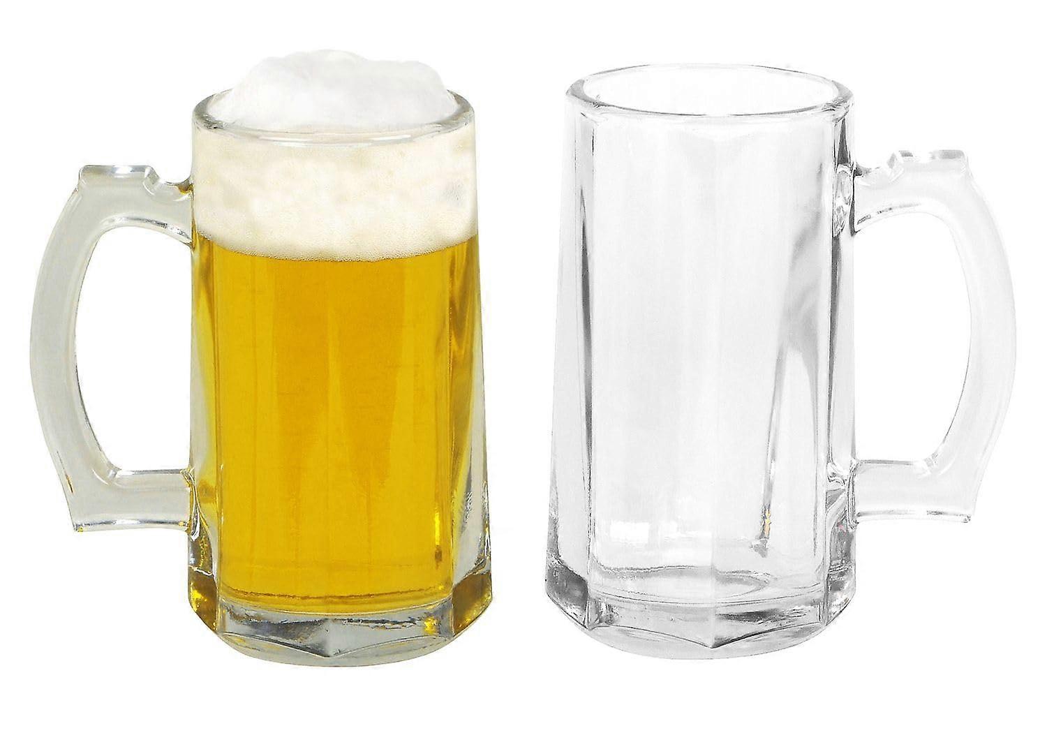 Set of 2 Small Beer Glasses with Handle 422ml Jug Glasses 8x15cm Measuring Mugs Drinking Vessels 0.4L