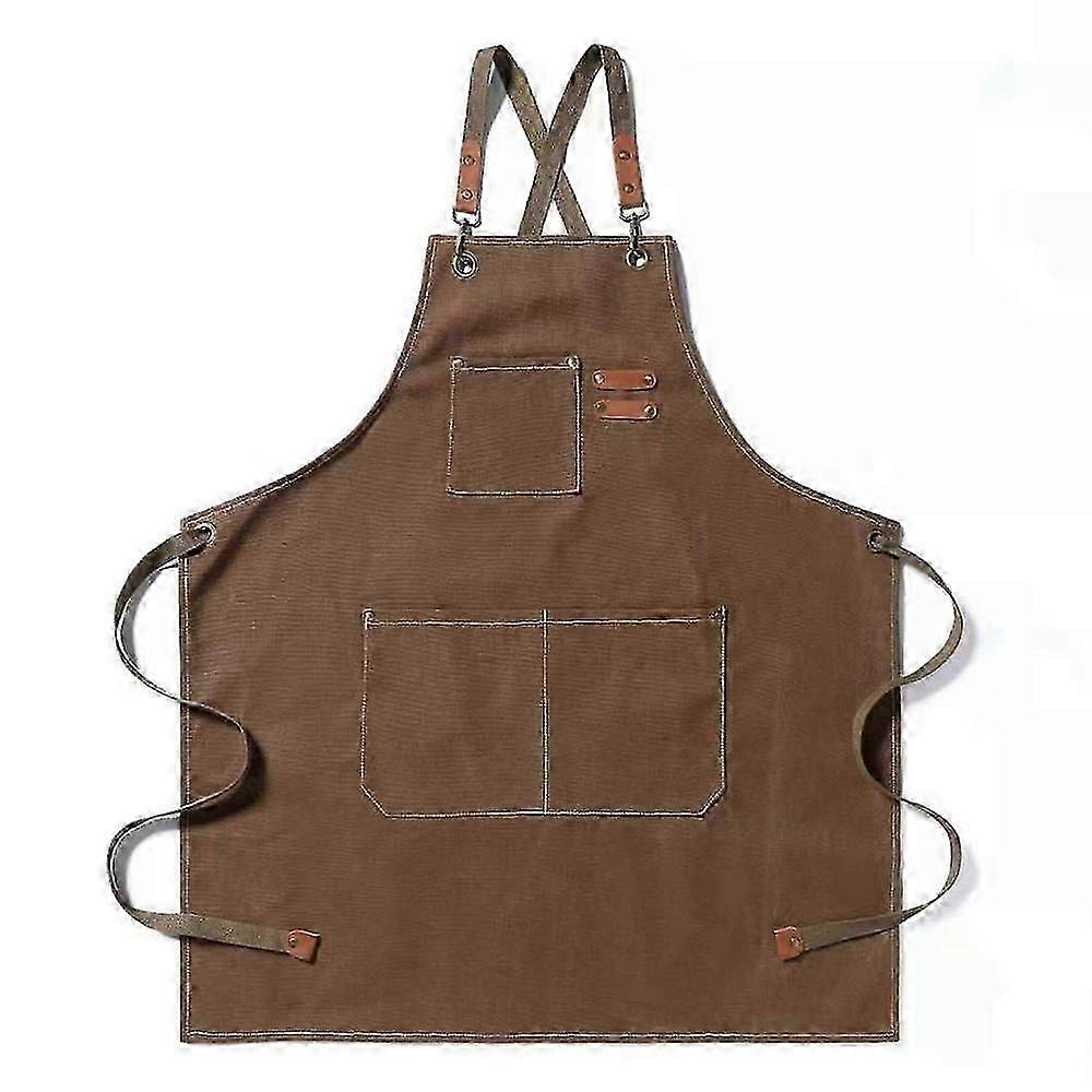 Canvas Apron Cross Back with Pockets for Men and Women