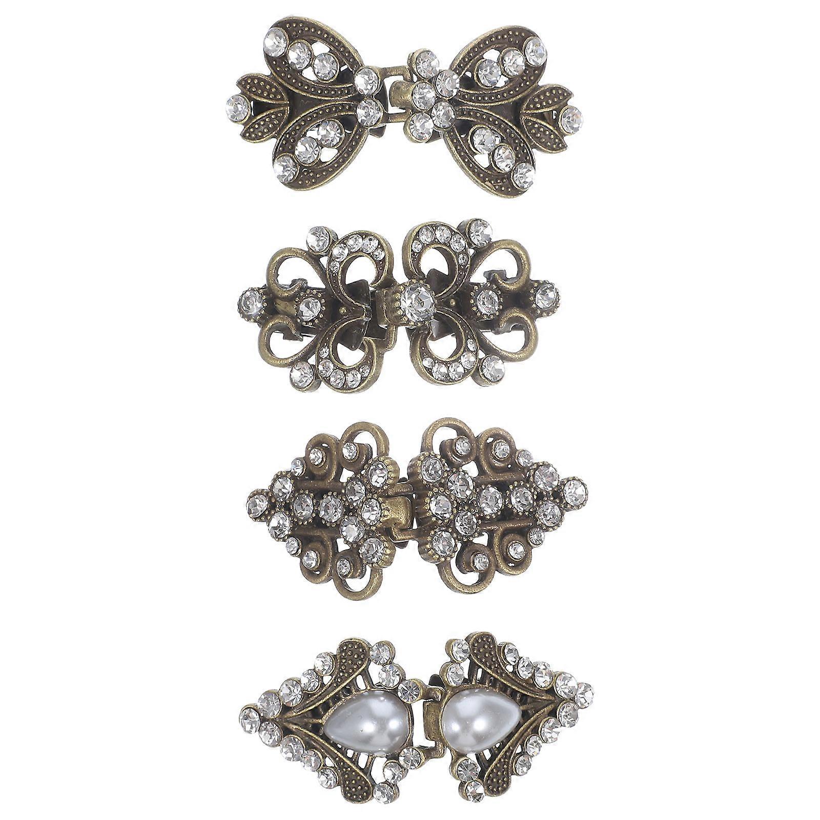 Clothing Cinch Clips Cardigan Closure Clips Alloy Material Elegant Retro Style Fastening 4Pcs