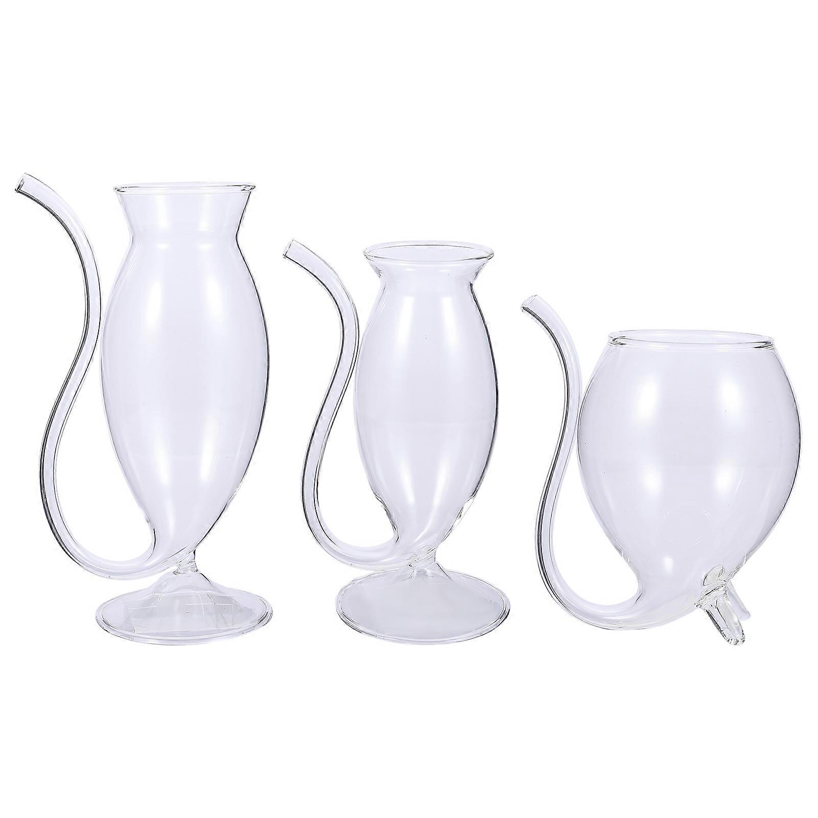 Glass Goblets Table Decoration Creative Design 16.50x4.80cm 3Pcs