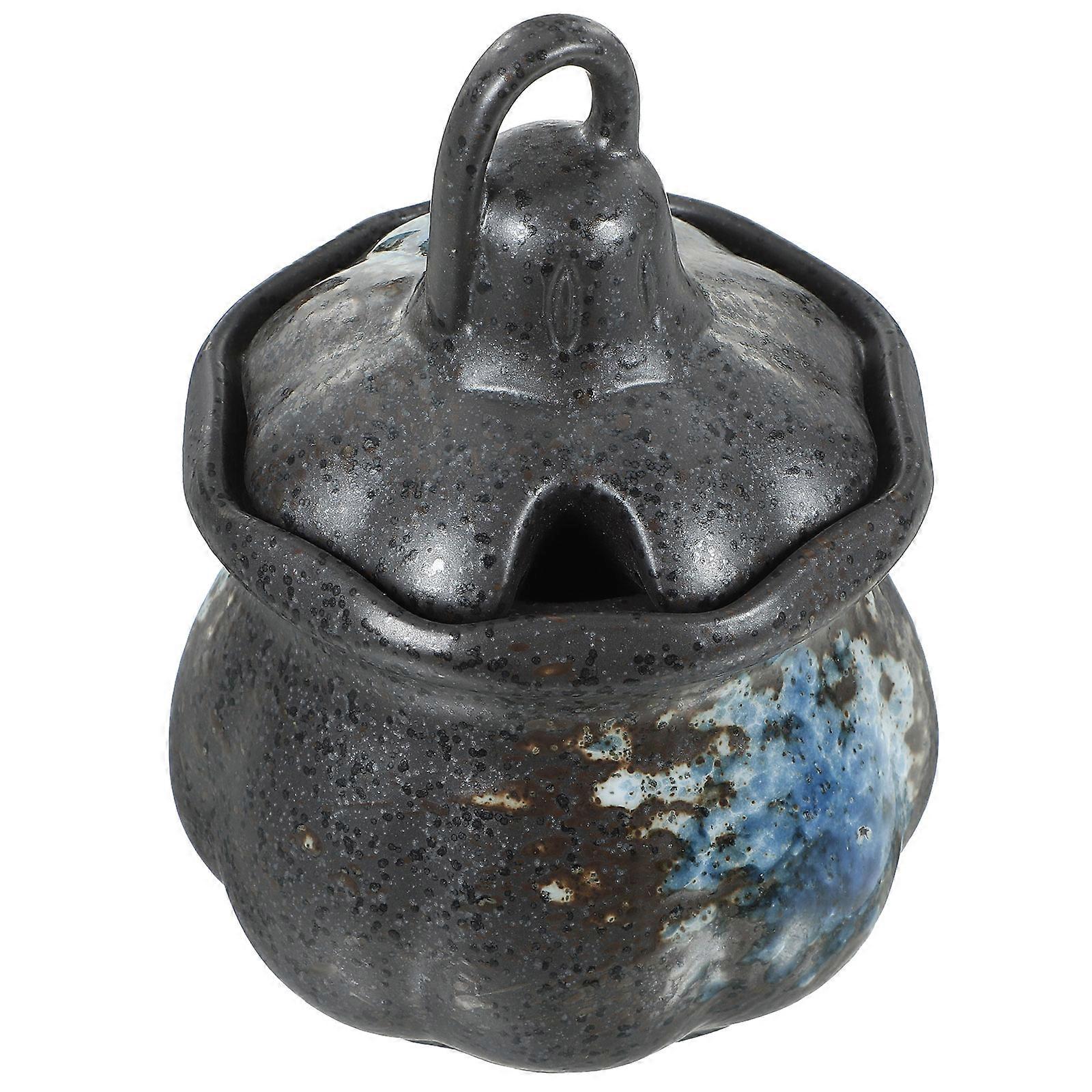 Ceramic Condiment Pot Japanese Style Vinegar Jar Kitchen Tool Round Storage 1Pack