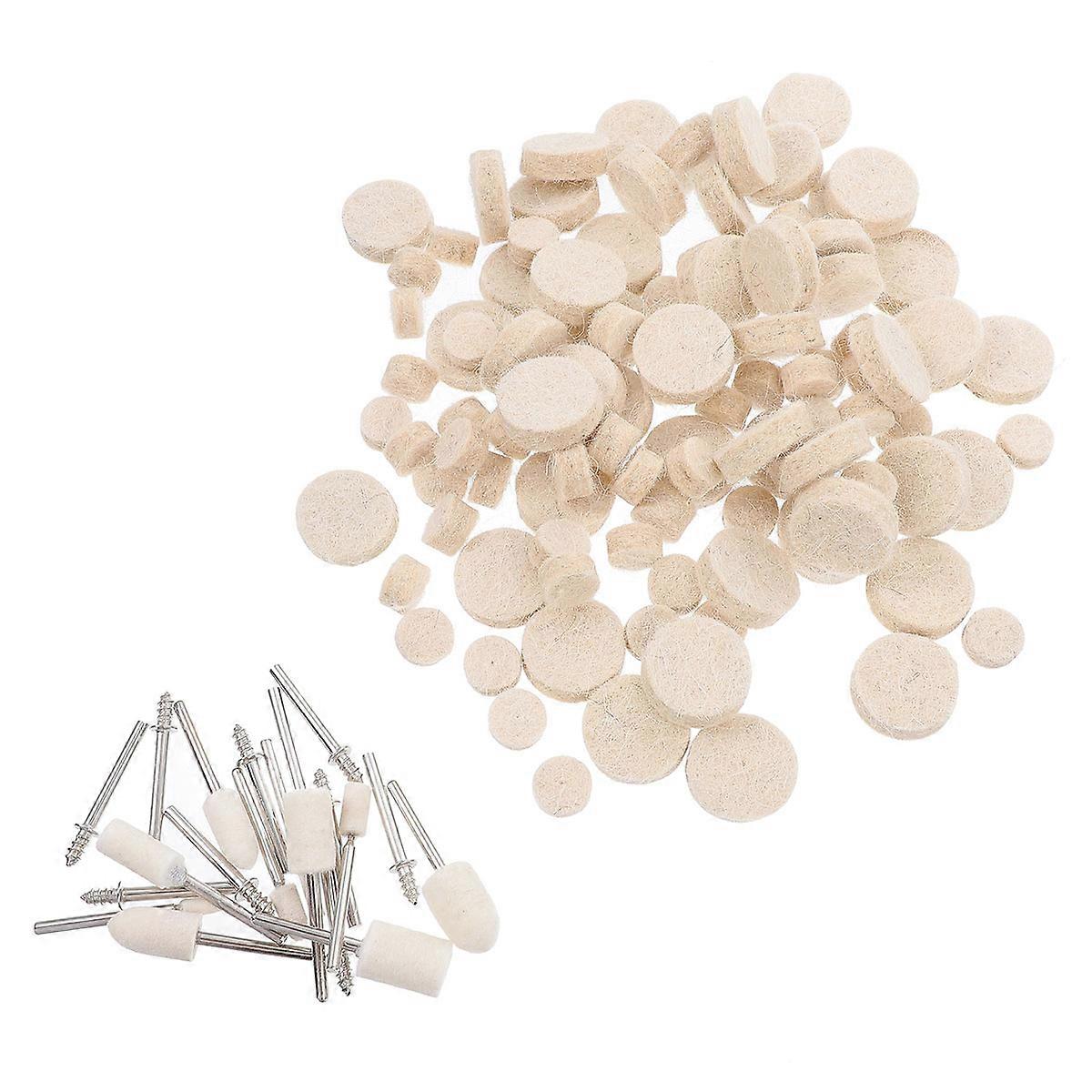 Dense Felt Polishing Pad Felt Polishing Pad Set Useful Wool Buffing Wheels Point and Mandrel Kit for Plastic Polishing White 1Set