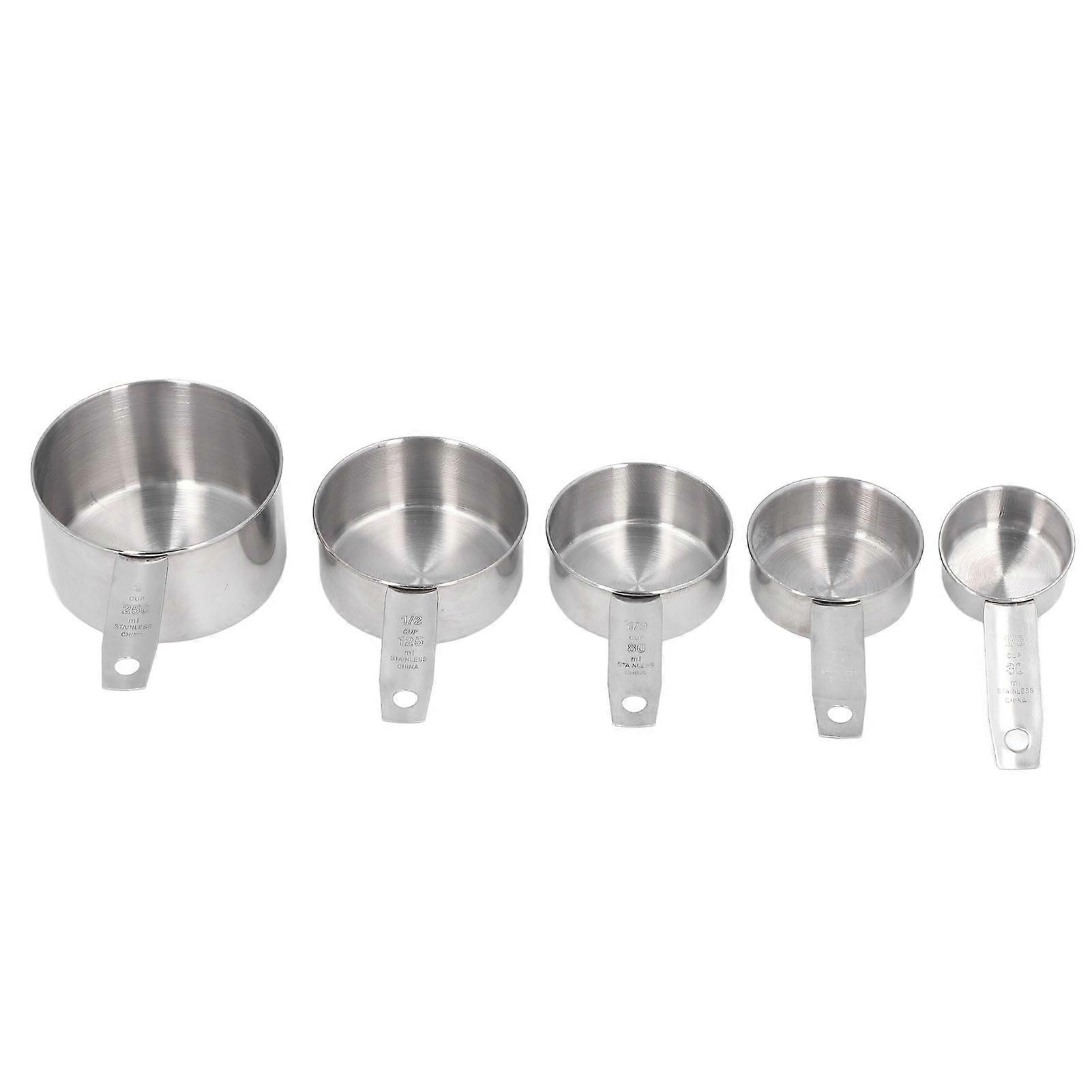5pcs Stackable Stainless Steel Measuring Cups Set with Scale Kitchen Cooking Baking Tool